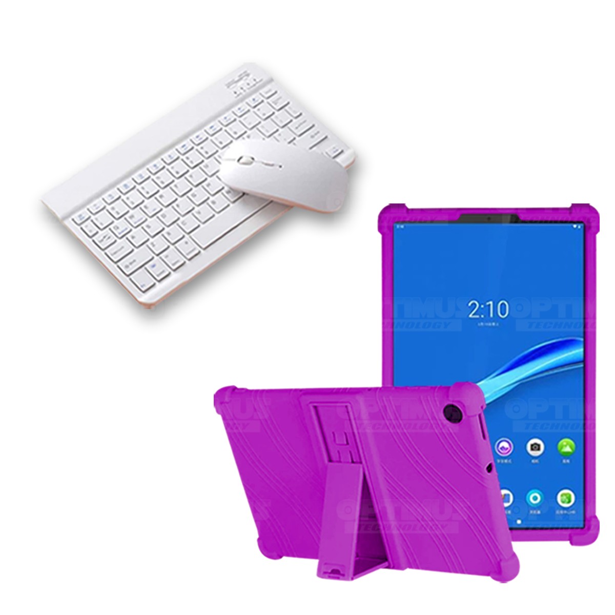 Kit Case Forro Protector Antigolpes + Teclado y Mouse Ratón Bluetooth para Tablet Lenovo M10 Plus Tb-x606f OPTIMUS TECHNOLOGY™ -
