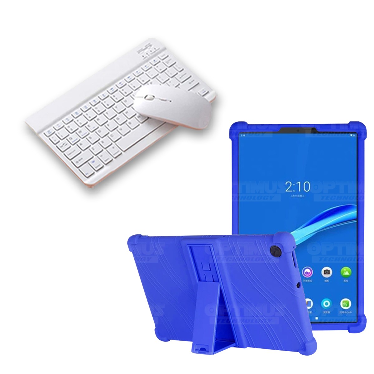 Kit Case Forro Protector Antigolpes + Teclado y Mouse Ratón Bluetooth para Tablet Lenovo M10 Plus Tb-x606f OPTIMUS TECHNOLOGY™ -