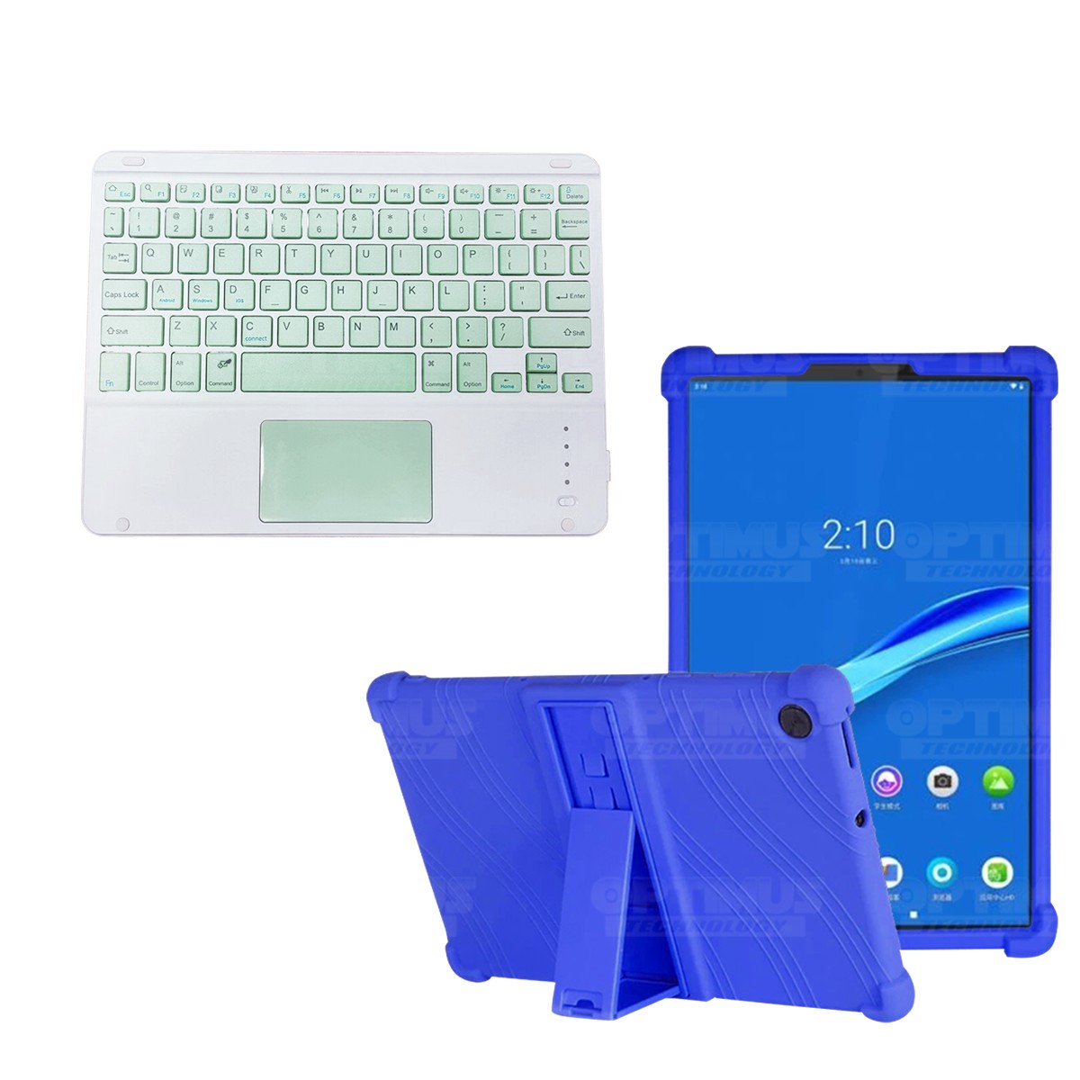 Kit Case Estuche Protector Antigolpes + Teclado Mouse Touchpad Bluetooth para Tablet Lenovo M10 Plus Tb-x606f OPTIMUS TECHNOLOGY