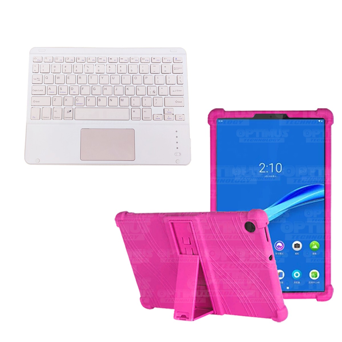 Kit Case Estuche Protector Antigolpes + Teclado Mouse Touchpad Bluetooth para Tablet Lenovo M10 Plus Tb-x606f OPTIMUS TECHNOLOGY