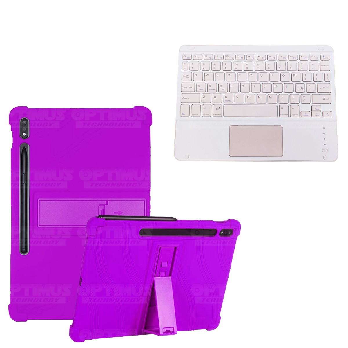 Kit Case Estuche Protector Antigolpes + Teclado Mouse Touchpad Bluetooth para Tablet Samsung Galaxy Tab S7 FE 12,4" Pulgadas