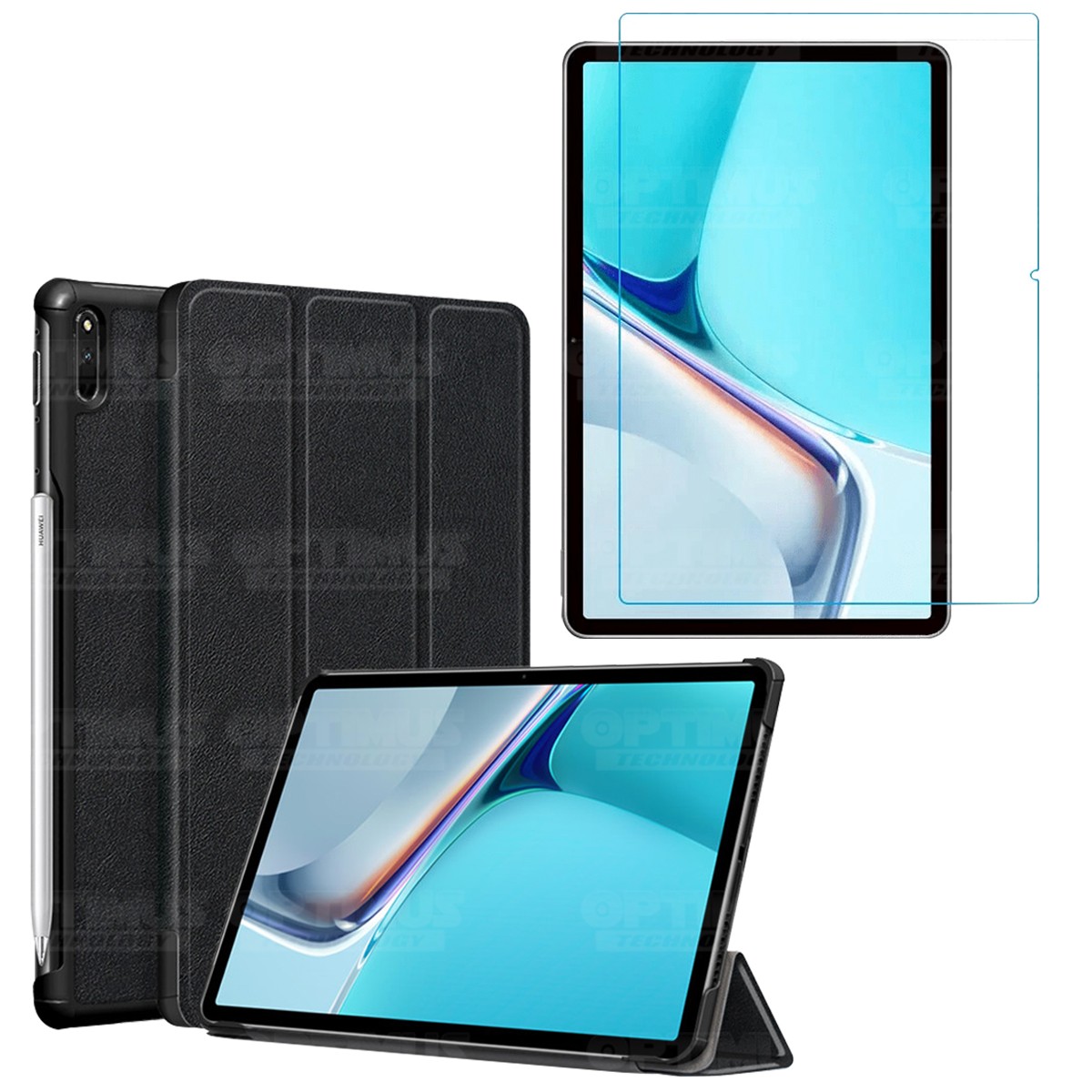 Kit Vidrio Cristal Templado Y Estuche Case Protector para Tablet Huawei MatePad 11 2021 DBY-W09 - DBY-L09 OPTIMUS TECHNOLOGY™ -