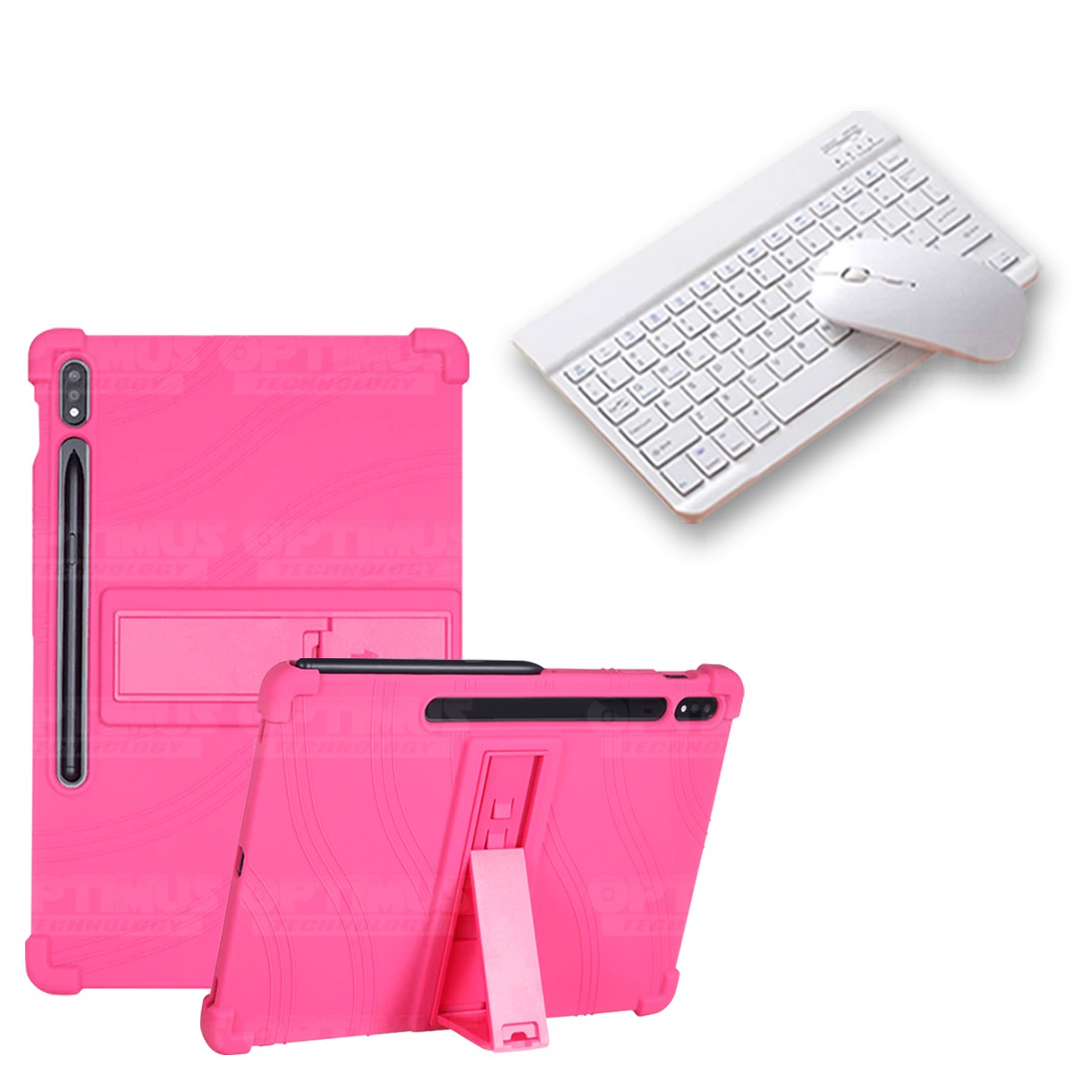 Kit Case Forro Protector Antigolpes + Teclado y Mouse Ratón Bluetooth para Tablet Samsung Galaxy Tab S7 FE 12,4" Pulgadas OPTIMU
