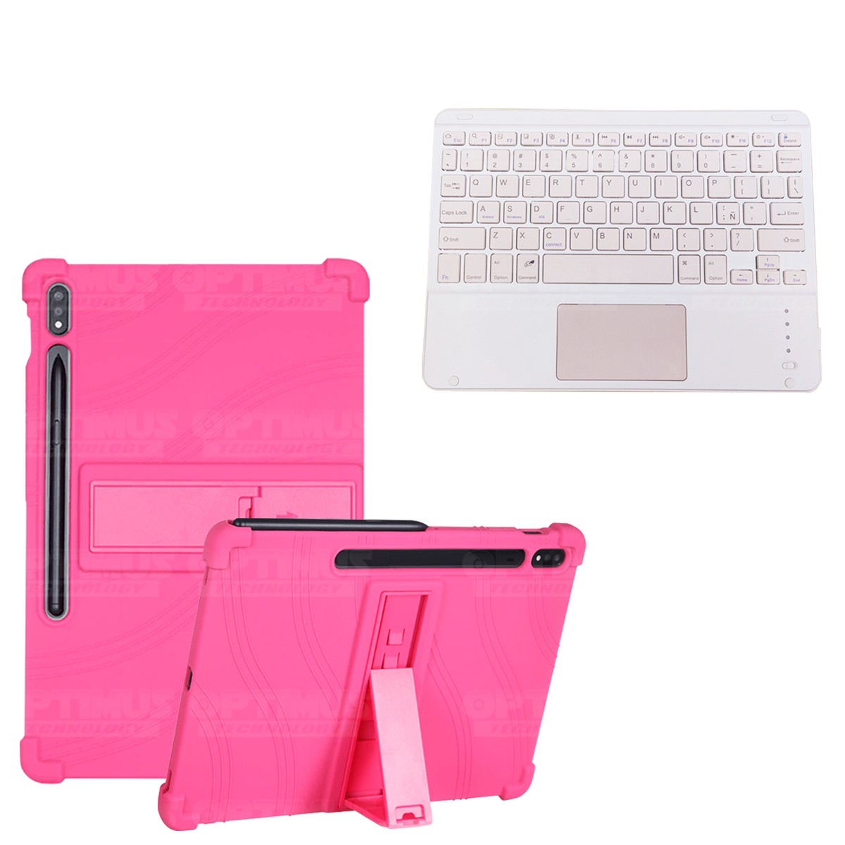 Kit Case Estuche Protector Antigolpes + Teclado Mouse Touchpad Bluetooth para Tablet Samsung Galaxy Tab S7 FE 12,4" Pulgadas OPT