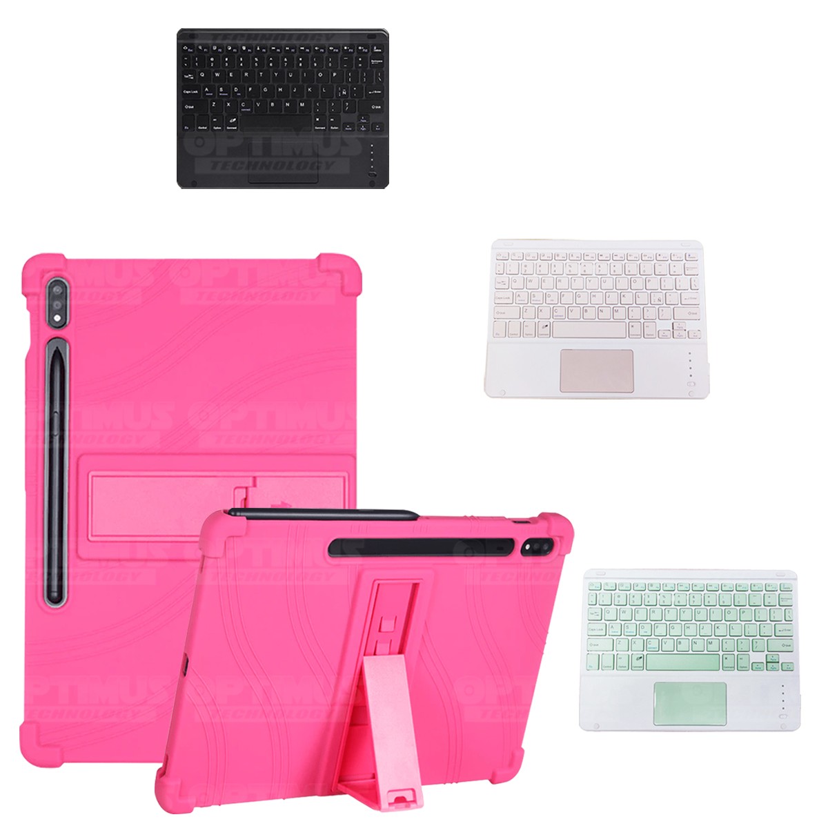 Kit Case Estuche Protector Antigolpes + Teclado Mouse Touchpad Bluetooth para Tablet Samsung Galaxy Tab S7 FE 12,4" Pulgadas OPT