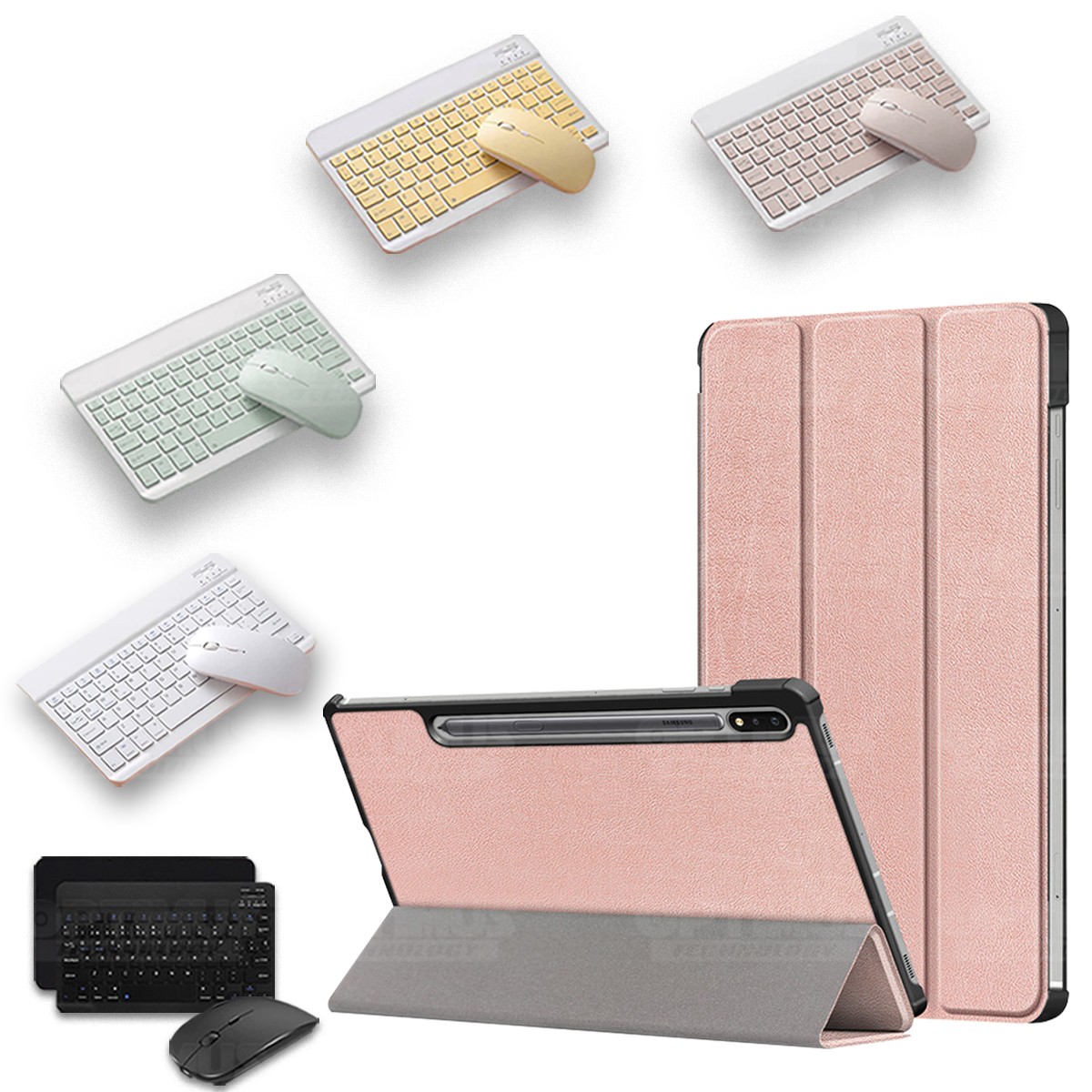 Kit Case Forro Protector + Teclado y Mouse Ratón Bluetooth para Tablet Samsung Galaxy Tab S7 FE 12,4" Pulgadas OPTIMUS TECHNOLOG