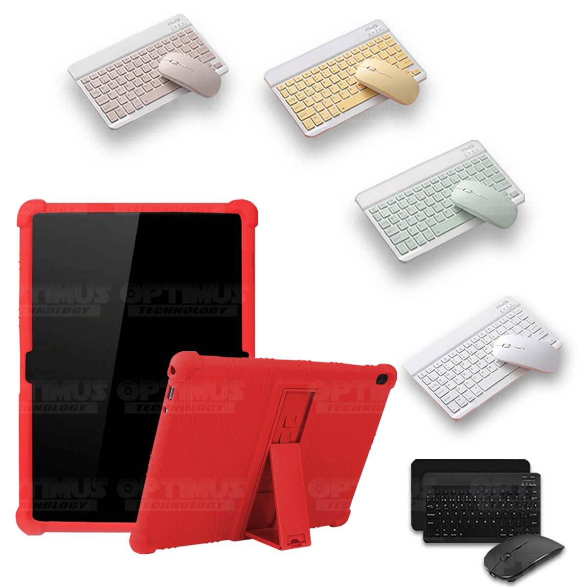 Kit Case Forro Protector Antigolpes + Teclado y Mouse Ratón Bluetooth para Tablet Lenovo Tab M10 Tb-x505f OPTIMUS TECHNOLOGY™ -