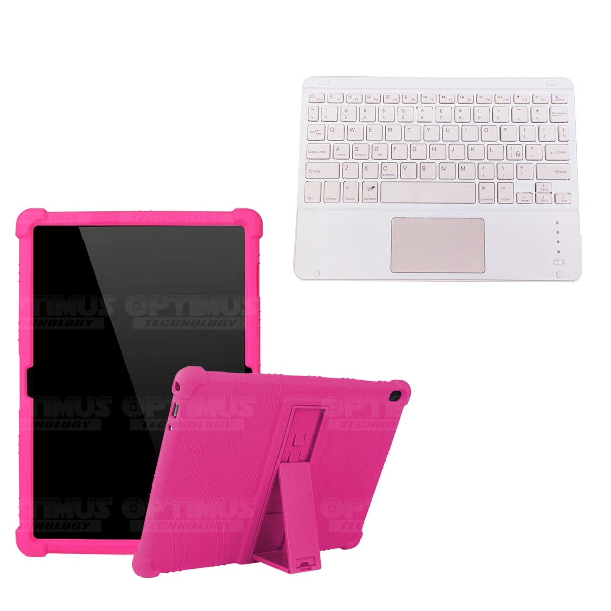 Kit Case Estuche Protector Antigolpes + Teclado Mouse Touchpad Bluetooth para Tablet Lenovo Tab M10 Tb-x505f OPTIMUS TECHNOLOGY™