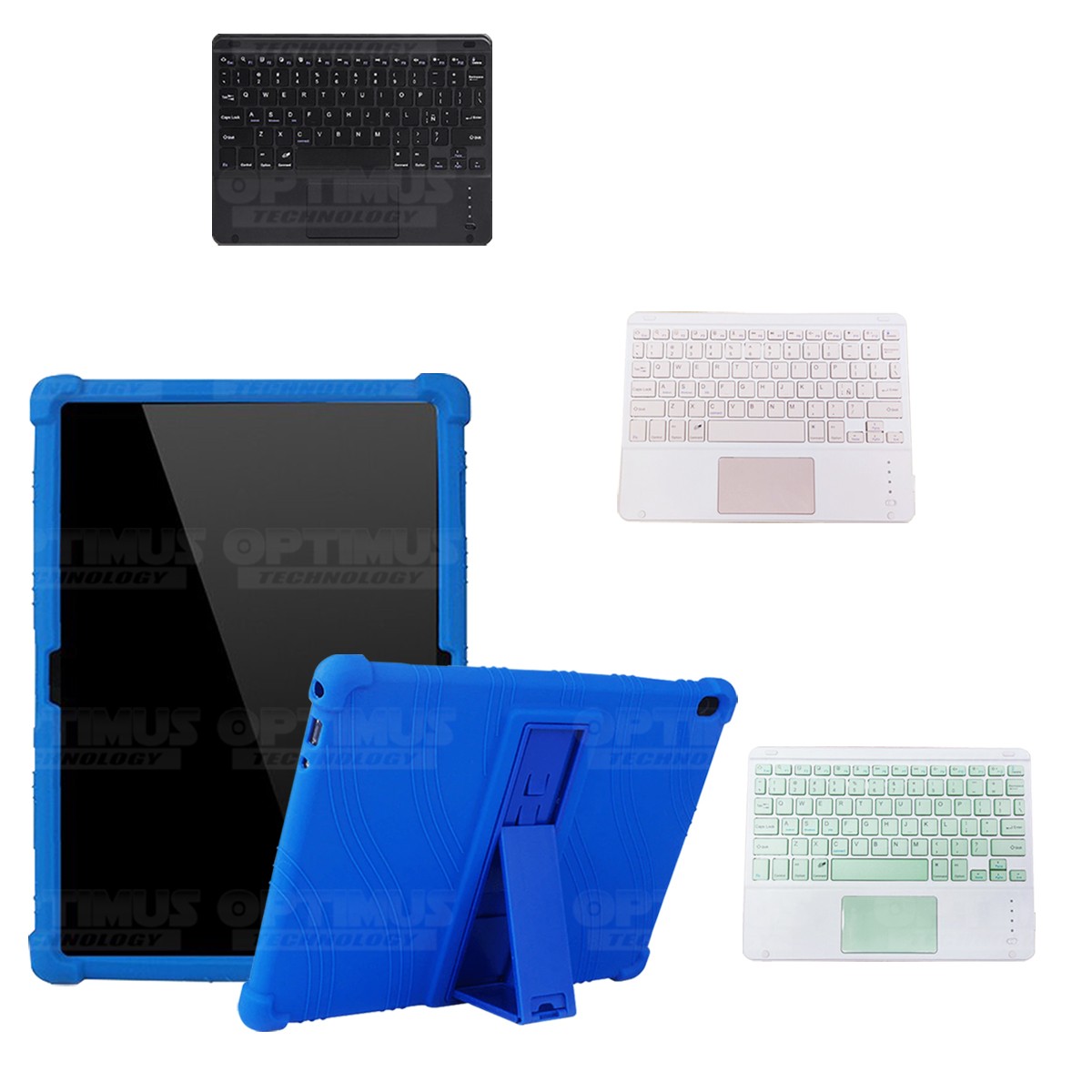 Kit Case Estuche Protector Antigolpes + Teclado Mouse Touchpad Bluetooth para Tablet Lenovo Tab M10 Tb-x505f OPTIMUS TECHNOLOGY™