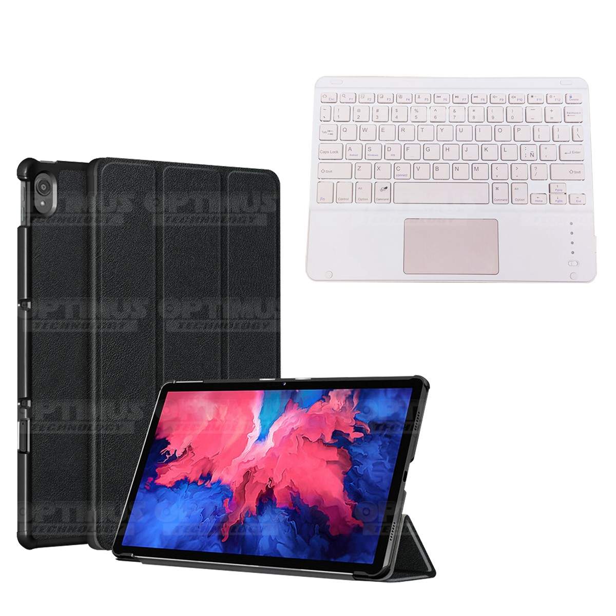 Kit Case Folio Protector + Teclado Mouse Touchpad Bluetooth para Tablet Lenovo P11 2020 Tb-J606F OPTIMUS TECHNOLOGY™ - 3