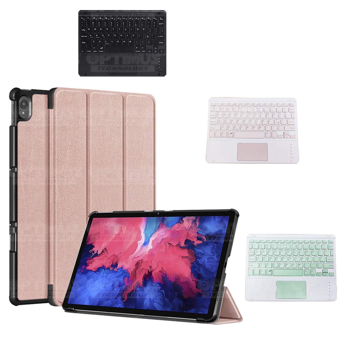 Kit Case Folio Protector + Teclado Mouse Touchpad Bluetooth para Tablet Lenovo P11 2020 Tb-J606F OPTIMUS TECHNOLOGY™ - 11