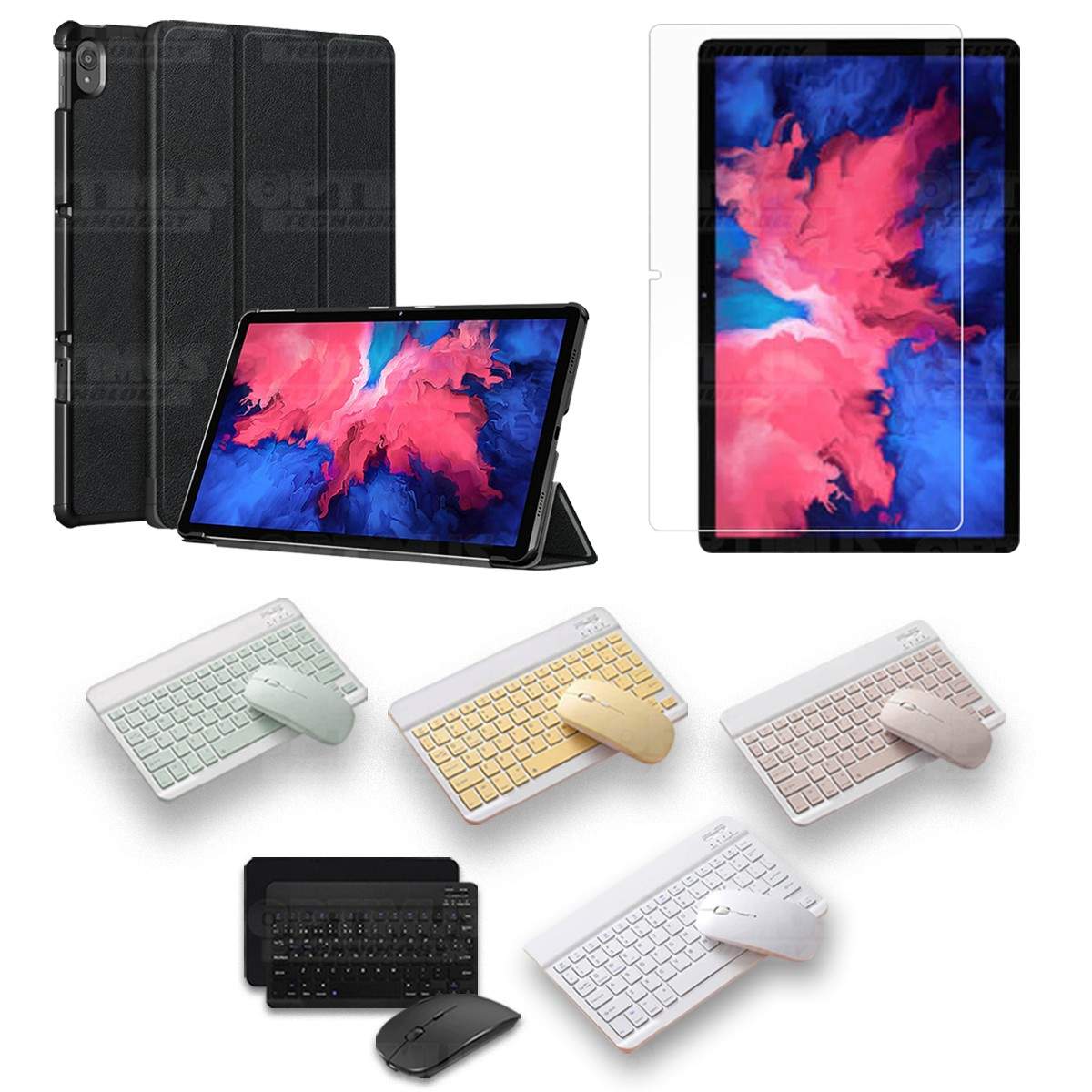 Kit Vidrio templado + Case Forro Protector + Teclado y Mouse Bluetooth para Tablet Lenovo P11 2020 Tb-J606F OPTIMUS TECHNOLOGY™