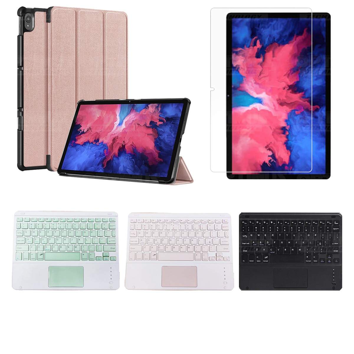 Kit Vidrio templado + Case Protector + Teclado con Mouse Touchpad Bluetooth Tablet Lenovo P11 2020 Tb-J606F OPTIMUS TECHNOLOGY™