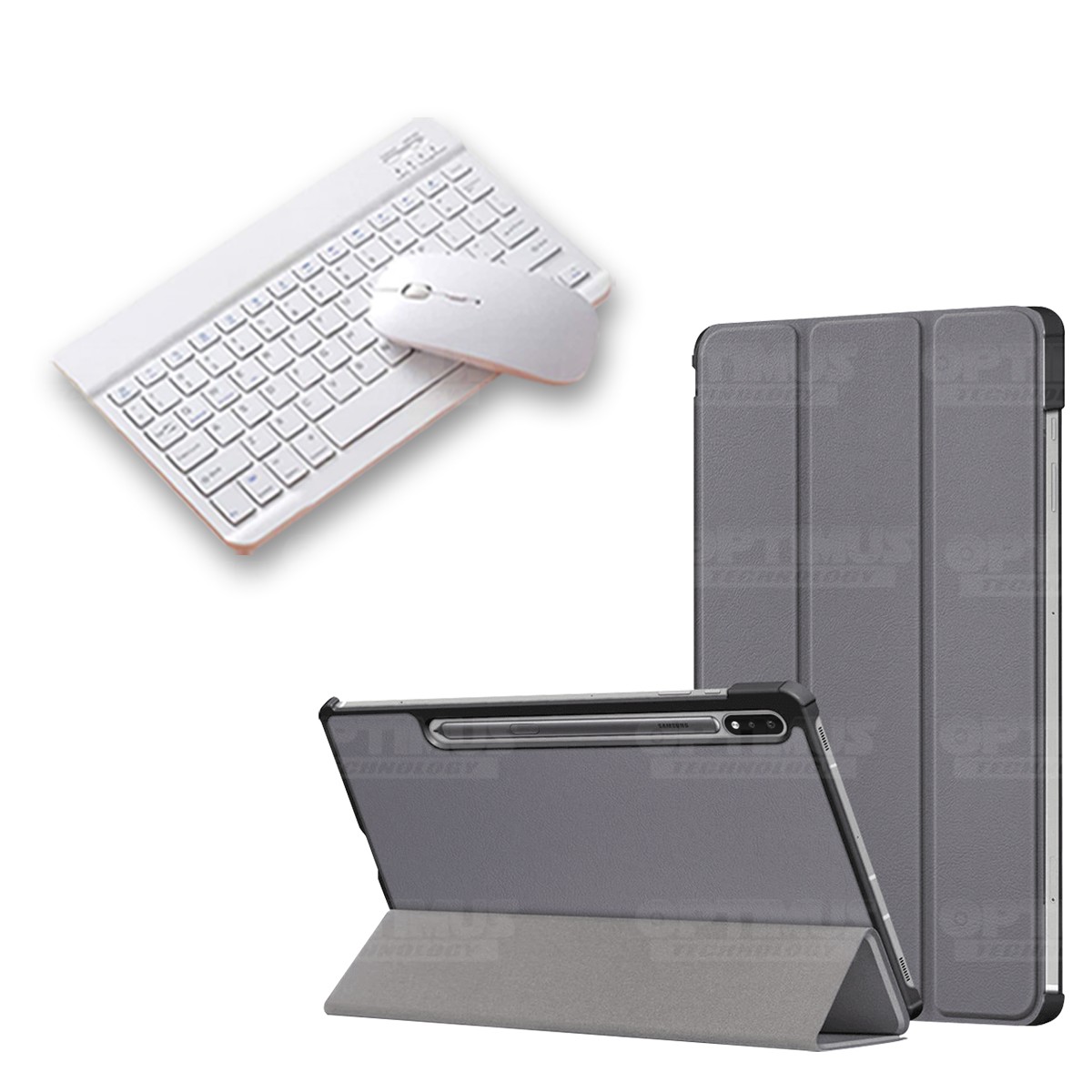 Kit Case Forro Protector + Teclado y Mouse Ratón Bluetooth para Tablet Samsung Galaxy Tab S7 FE 12,4" Pulgadas OPTIMUS TECHNOLOG