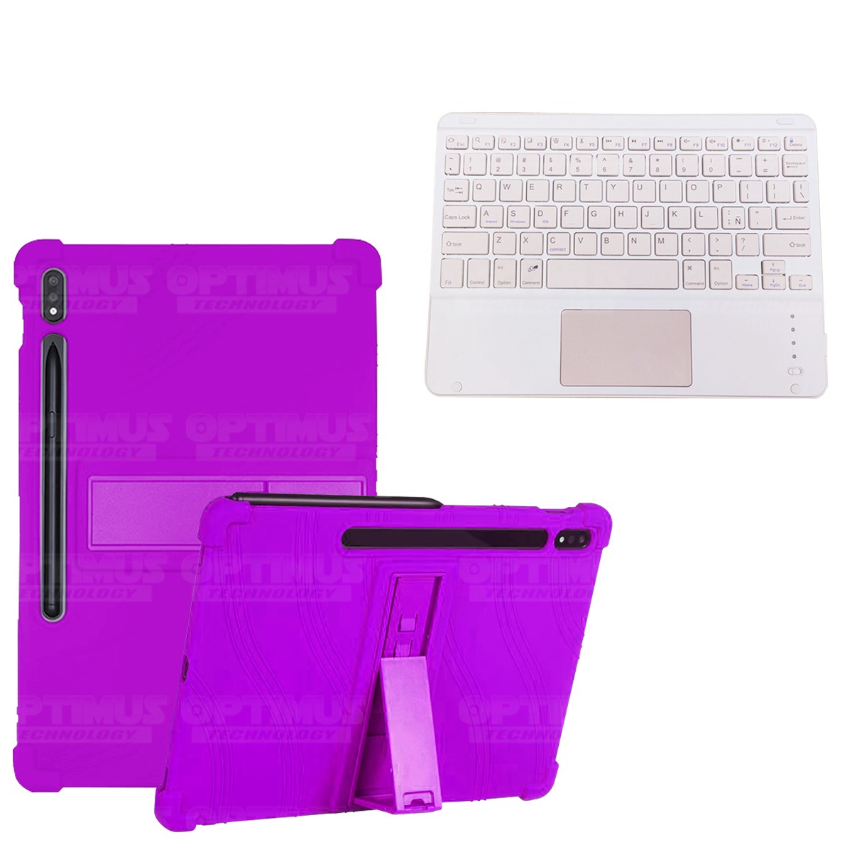 Kit Case Estuche Protector Antigolpes + Teclado Mouse Touchpad Bluetooth para Tablet Samsung Galaxy Tab S7 Plus 12.4 Pulgadas
