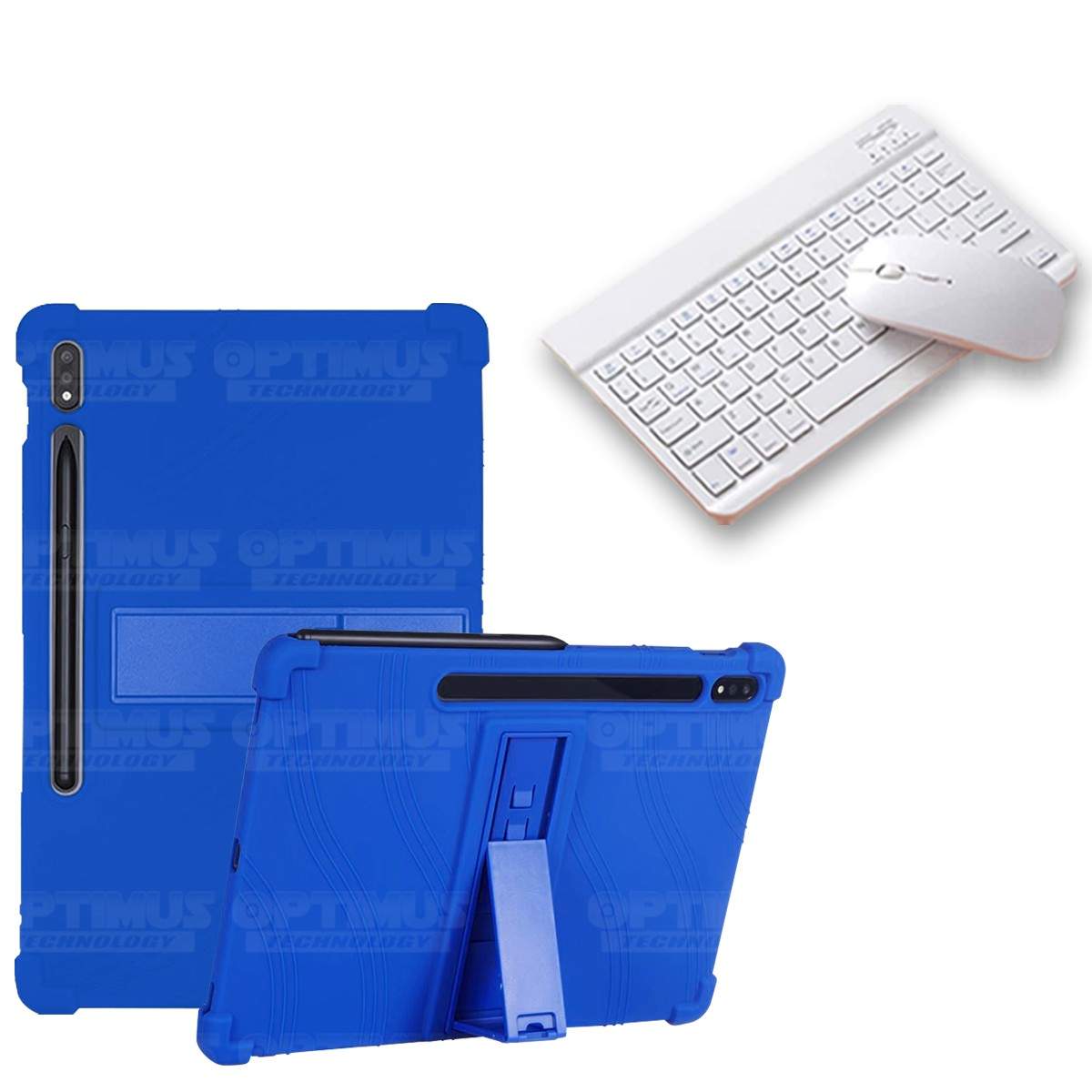 Kit Case Forro Protector Antigolpes + Teclado y Mouse Ratón Bluetooth para Tablet Samsung Galaxy Tab S7 Plus 12.4 Pulgadas OPTIM