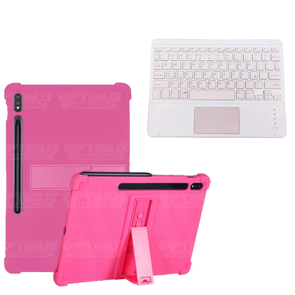 Kit Case Estuche Protector Antigolpes + Teclado Mouse Touchpad Bluetooth para Tablet Samsung Galaxy Tab S7 Plus 12.4 Pulgadas OP