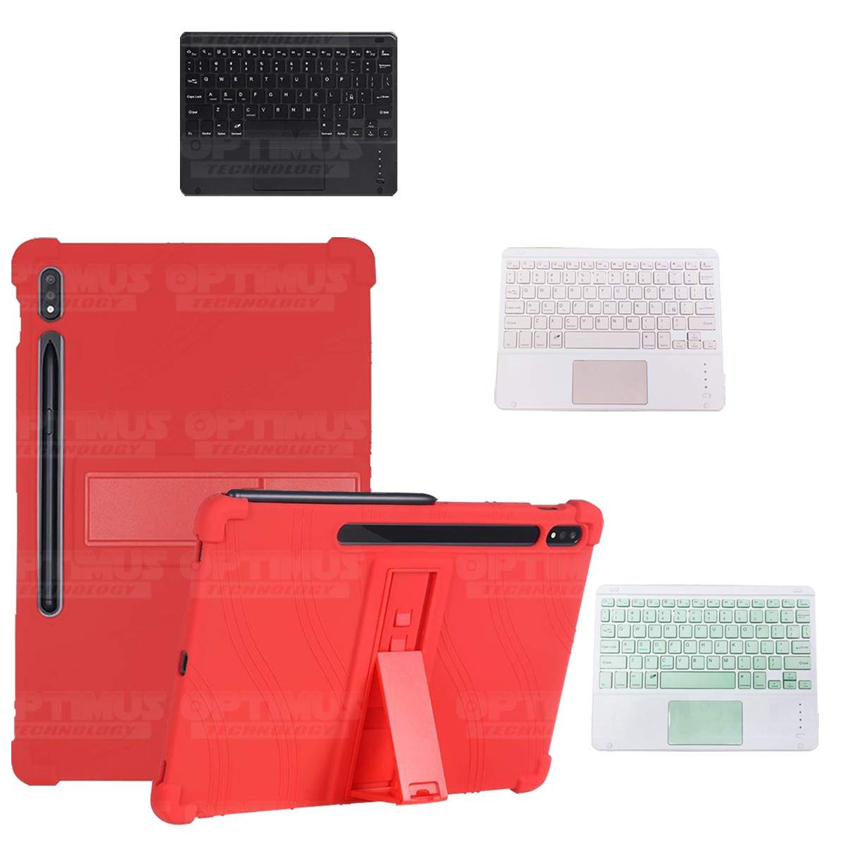 Kit Case Estuche Protector Antigolpes + Teclado Mouse Touchpad Bluetooth para Tablet Samsung Galaxy Tab S7 Plus 12.4 Pulgadas OP