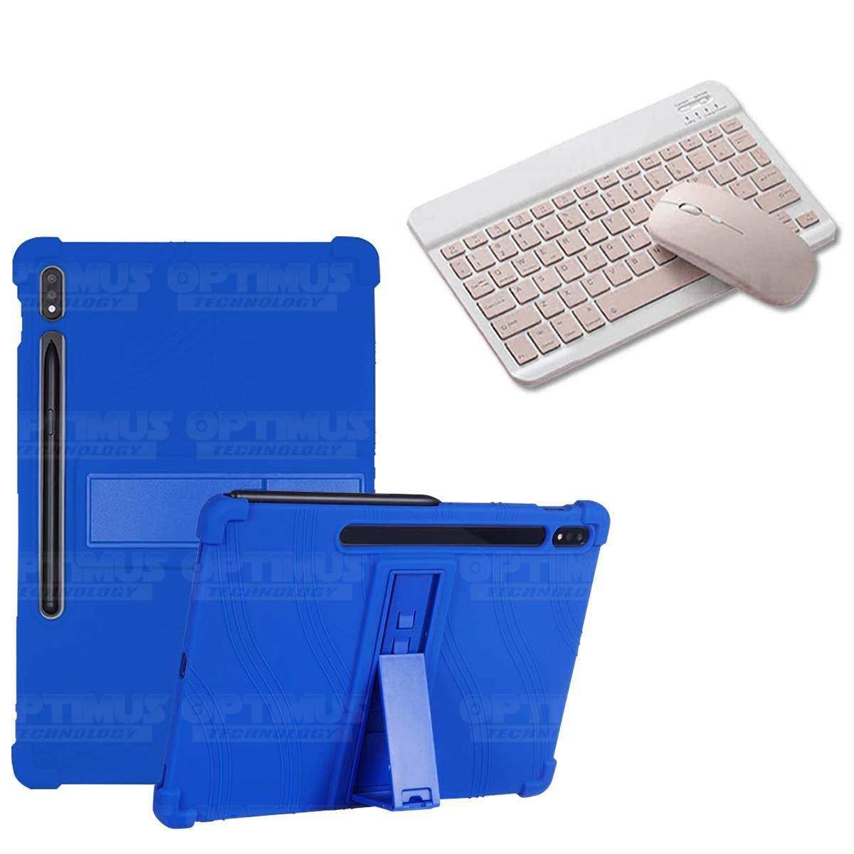 Kit Case Forro Protector Antigolpes + Teclado y Mouse Bluetooth para Tablet Samsung Galaxy Tab S7 SM-T870NZK 11 Pulgadas OPTIMUS