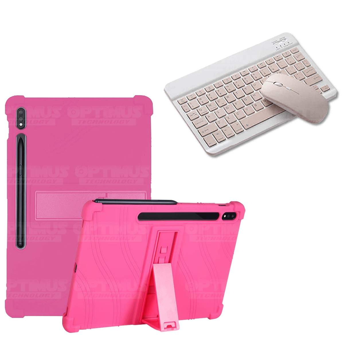Kit Case Forro Protector Antigolpes + Teclado y Mouse Bluetooth para Tablet Samsung Galaxy Tab S7 SM-T870NZK 11 Pulgadas OPTIMUS