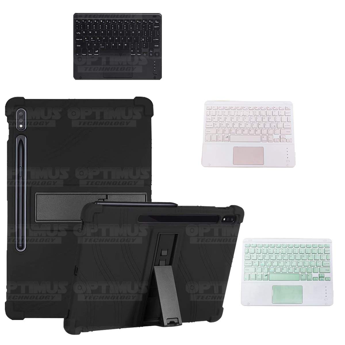 Kit Case Estuche Protector Antigolpes + Teclado Mouse Touchpad Bluetooth para Tablet Samsung Galaxy Tab S7 Wifi 11 Pulgadas OPTI