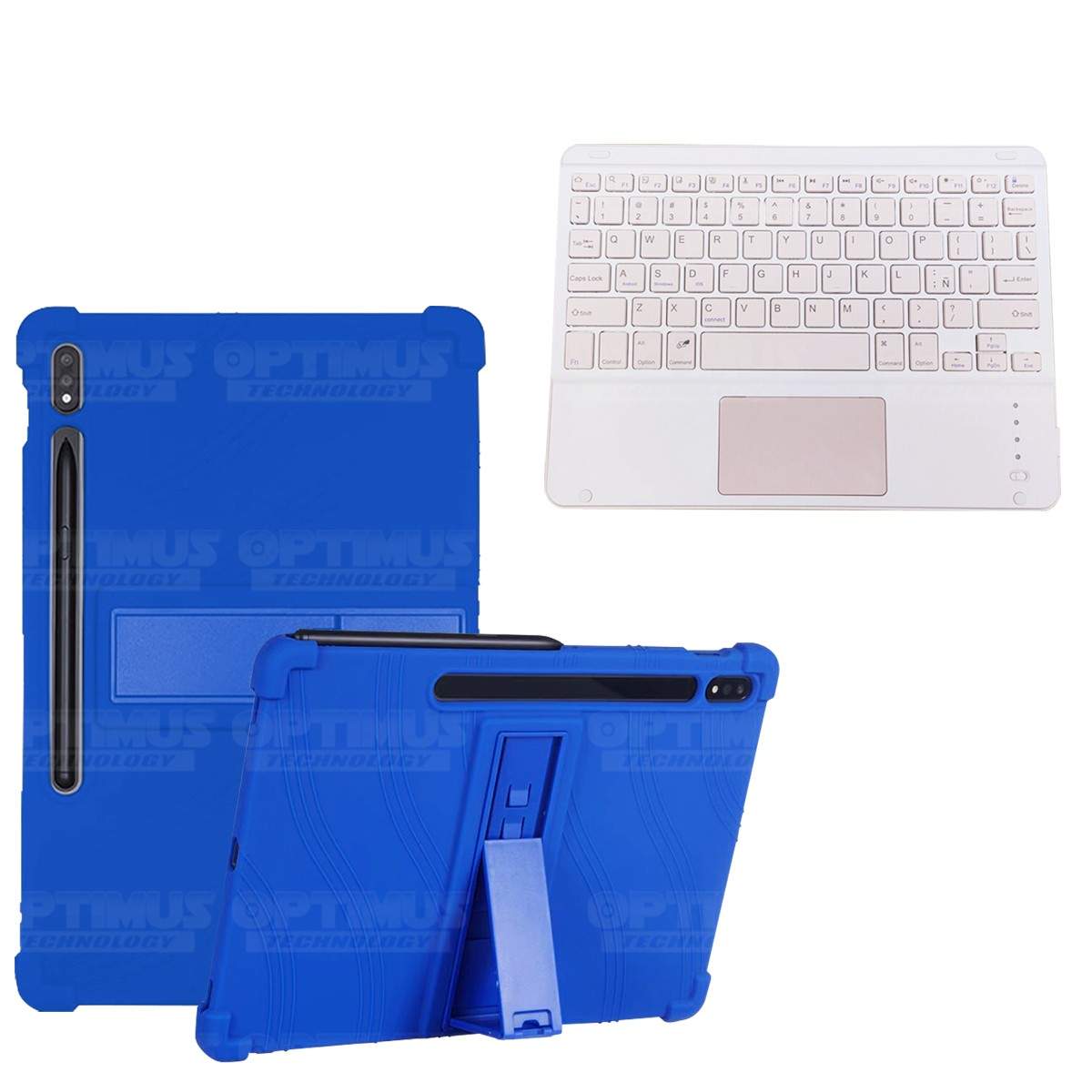 Kit Case Estuche Protector Antigolpes + Teclado Mouse Touchpad Bluetooth para Tablet Samsung Galaxy Tab S7 Wifi 11 Pulgadas OPTI