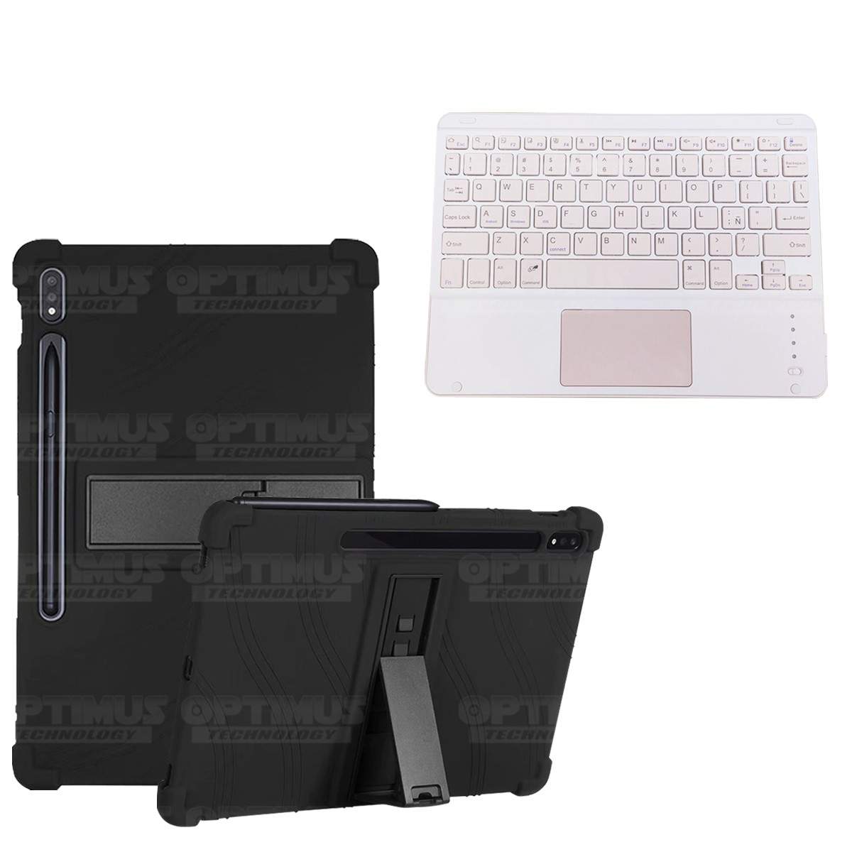 Kit Case Estuche Protector Antigolpes + Teclado Mouse Touchpad Bluetooth para Tablet Samsung Galaxy Tab S7 Wifi 11 Pulgadas OPTI