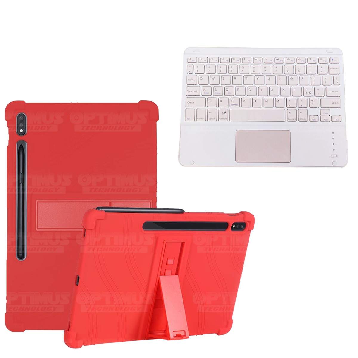 Kit Case Estuche Protector Antigolpes + Teclado Mouse Touchpad Bluetooth para Tablet Samsung Galaxy Tab S7 Wifi 11 Pulgadas OPTI