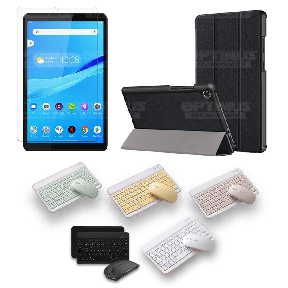 Kit Vidrio templado + Case Forro Protector + Teclado y Mouse Bluetooth para Tablet Lenovo Tab M8 8505x / x8505f OPTIMUS TECHNOLO