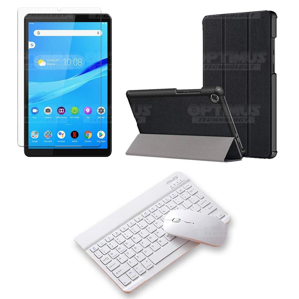 Kit Vidrio templado + Case Forro Protector + Teclado y Mouse Bluetooth para Tablet Lenovo Tab M8 8505x / x8505f OPTIMUS TECHNOLO