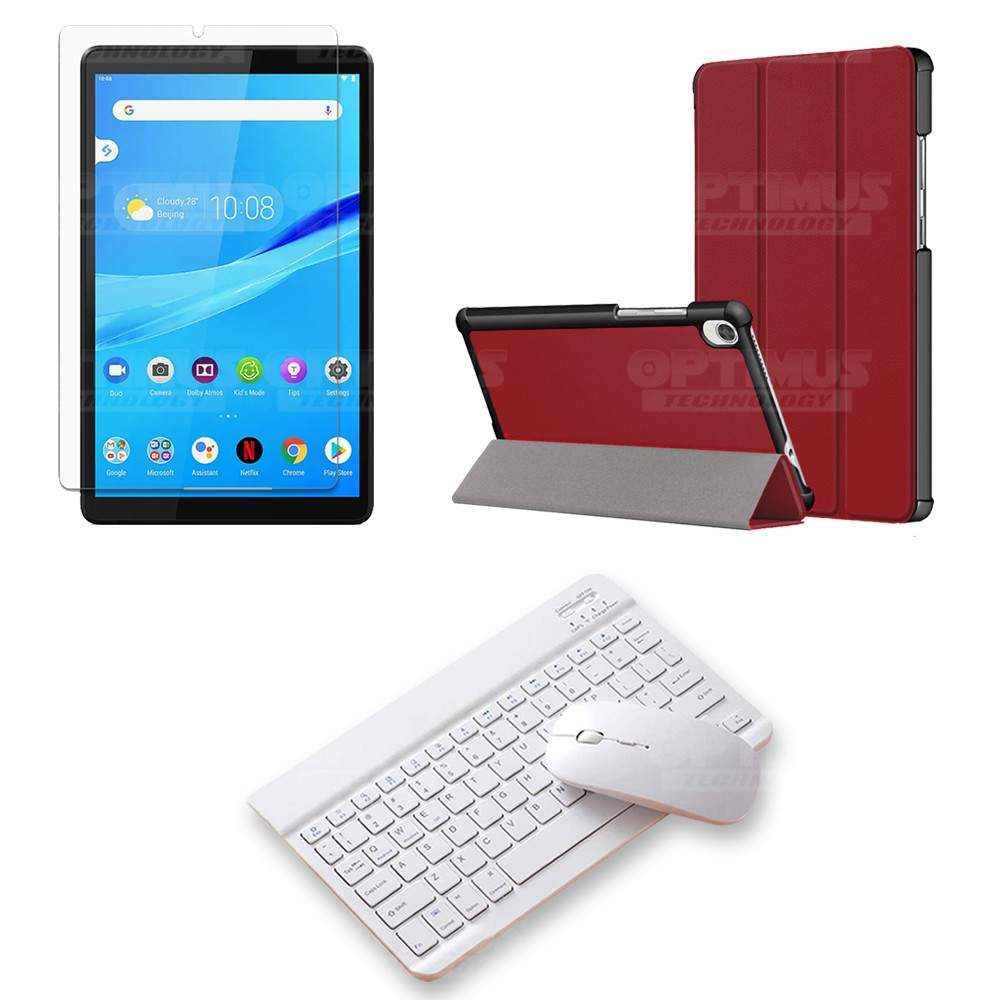 Kit Vidrio templado + Case Forro Protector + Teclado y Mouse Bluetooth para Tablet Lenovo Tab M8 8505x / x8505f OPTIMUS TECHNOLO