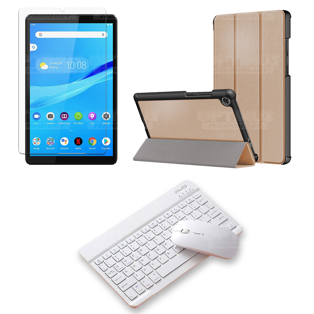 Kit Vidrio templado + Case Forro Protector + Teclado y Mouse Bluetooth para Tablet Lenovo Tab M8 8505x / x8505f OPTIMUS TECHNOLO
