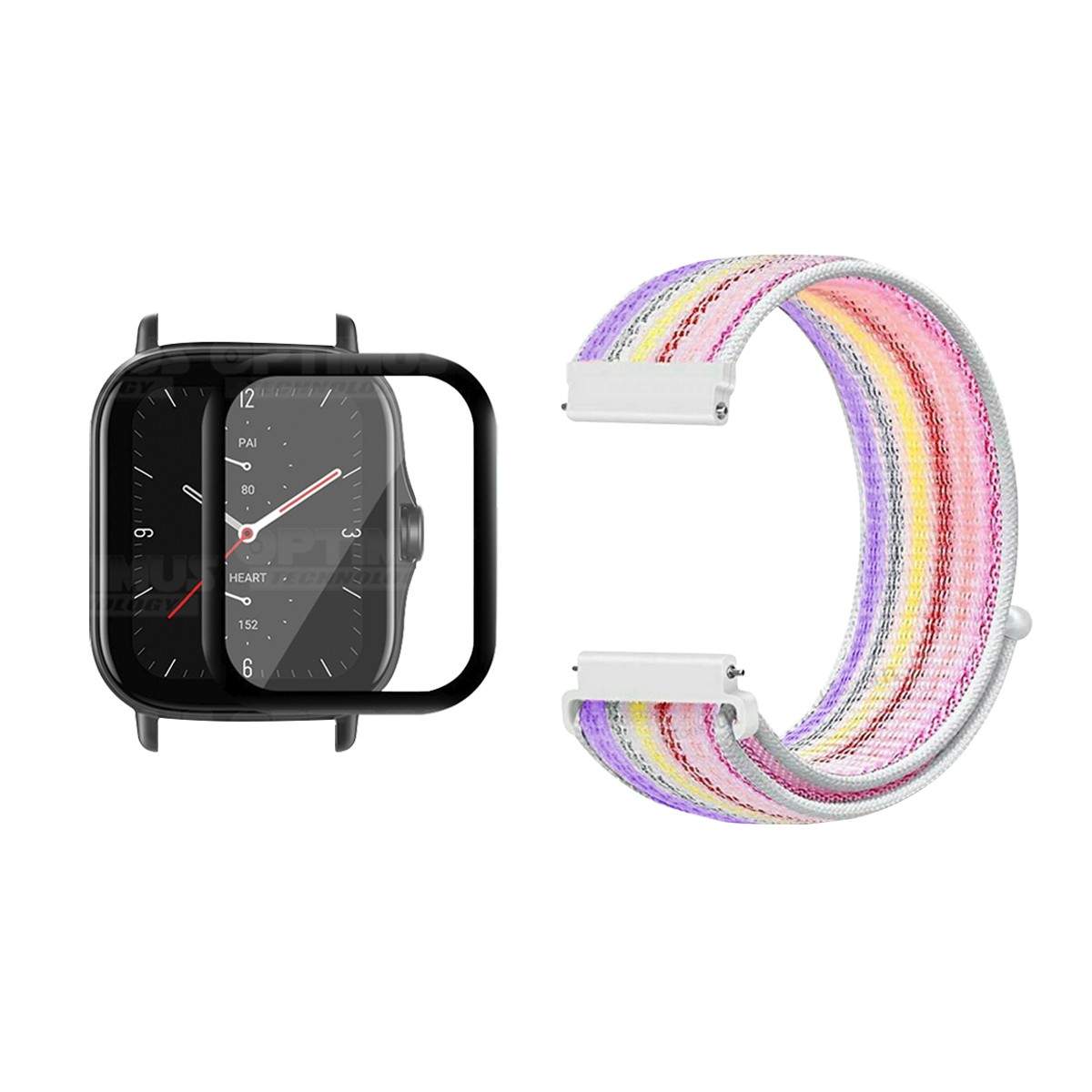KIT Correa tipo velcro y Vidrio templado cerámico para Reloj Xiaomi Amazfit GTS 2E OPTIMUS TECHNOLOGY™ - 1