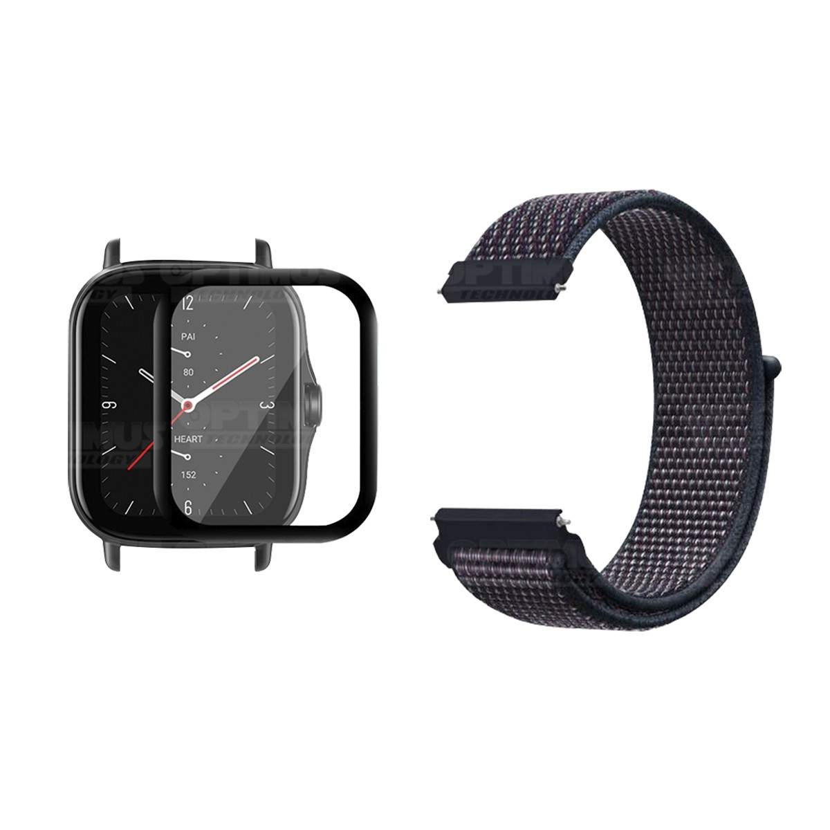 KIT Correa tipo velcro y Vidrio templado cerámico para Reloj Xiaomi Amazfit GTS 2E OPTIMUS TECHNOLOGY™ - 5