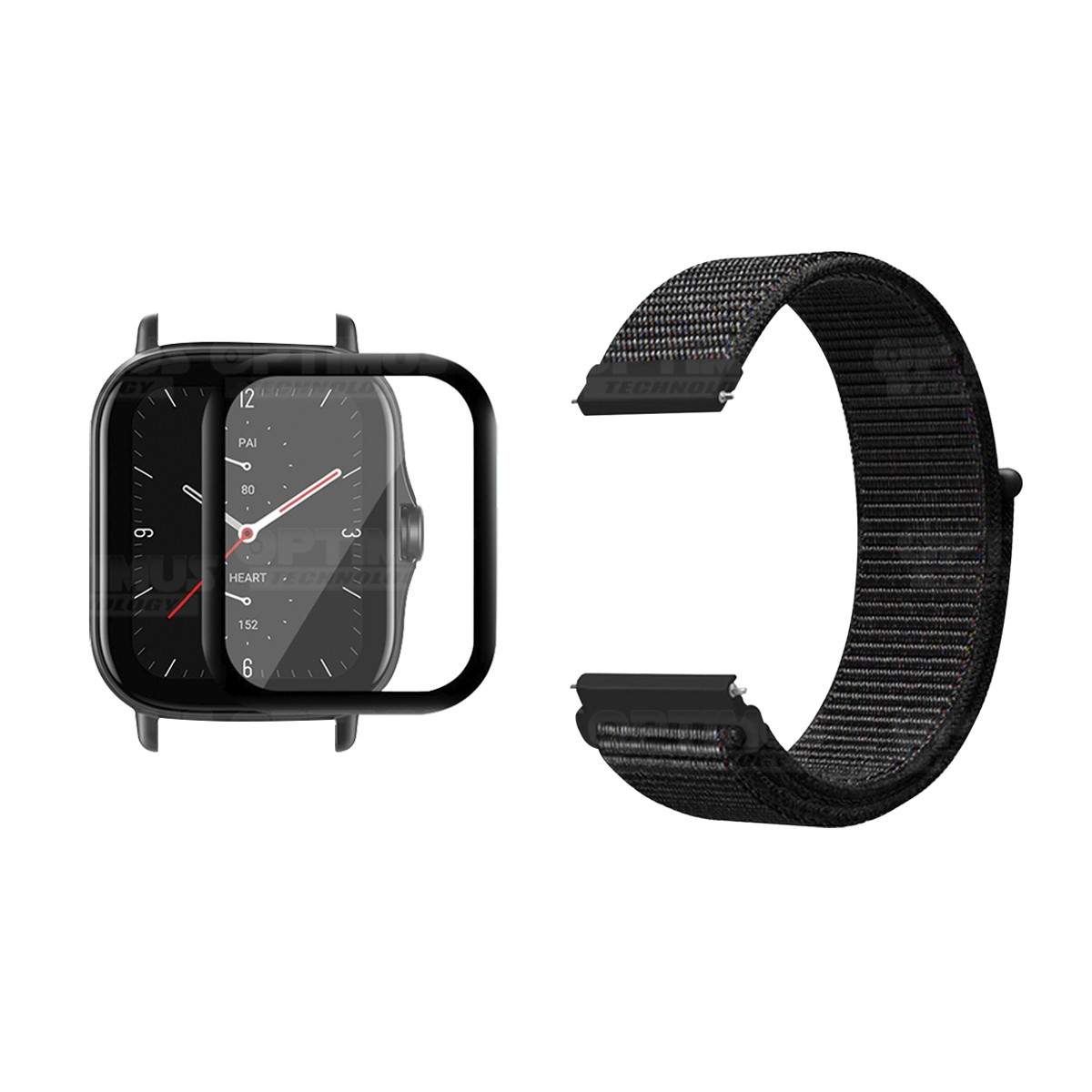KIT Correa tipo velcro y Vidrio templado cerámico para Reloj Xiaomi Amazfit GTS 2E OPTIMUS TECHNOLOGY™ - 9