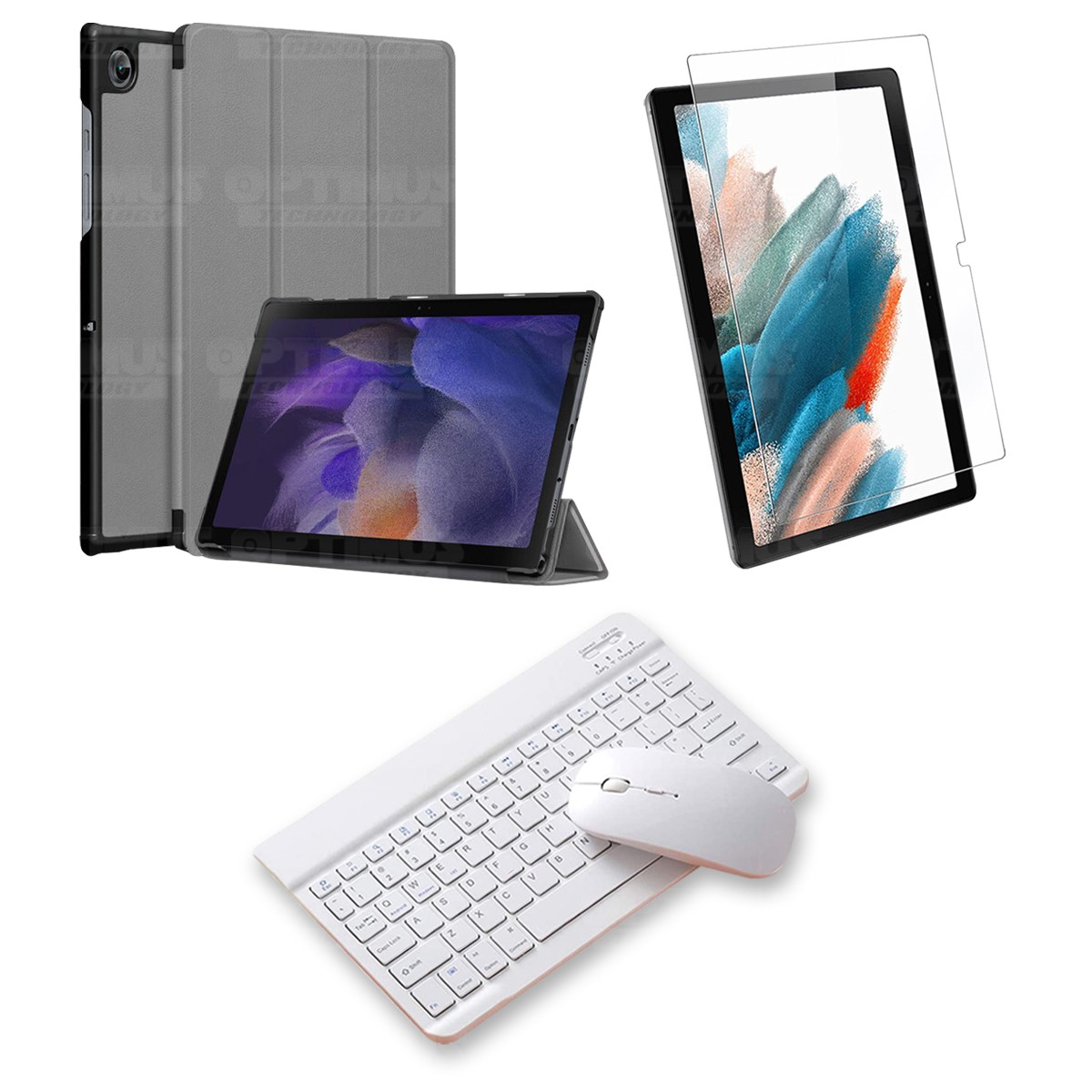 Kit Vidrio templado + Case Protector + Teclado y Mouse Bluetooth Tablet Samsung Galaxy Tab A8 10.5 2021 SM-x200, SM-x205