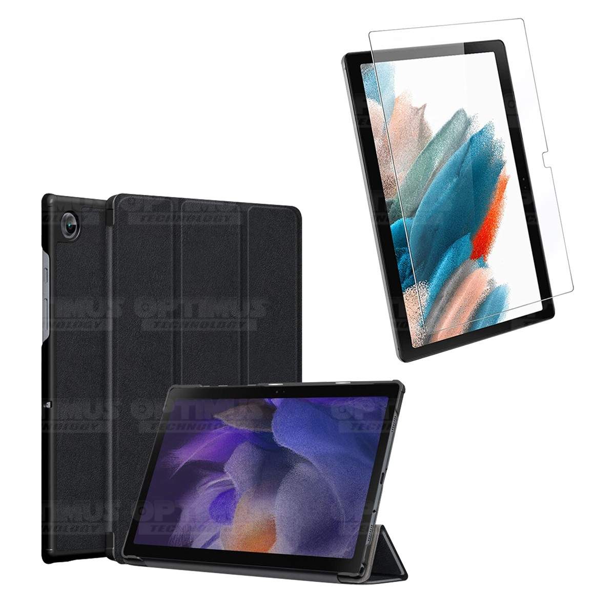 Kit Vidrio Cristal Templado Y Estuche Case Protector para Tablet Samsung Galaxy Tab A8 10.5 2021 SM-x200, SM-x205 OPTIMUS TECHNO