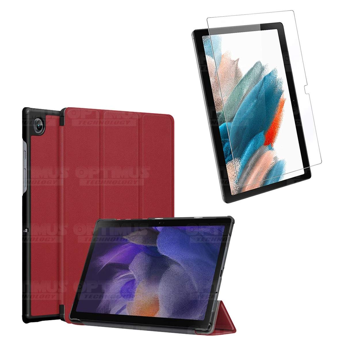 Kit Vidrio Cristal Templado Y Estuche Case Protector para Tablet Samsung Galaxy Tab A8 10.5 2021 SM-x200, SM-x205 OPTIMUS TECHNO