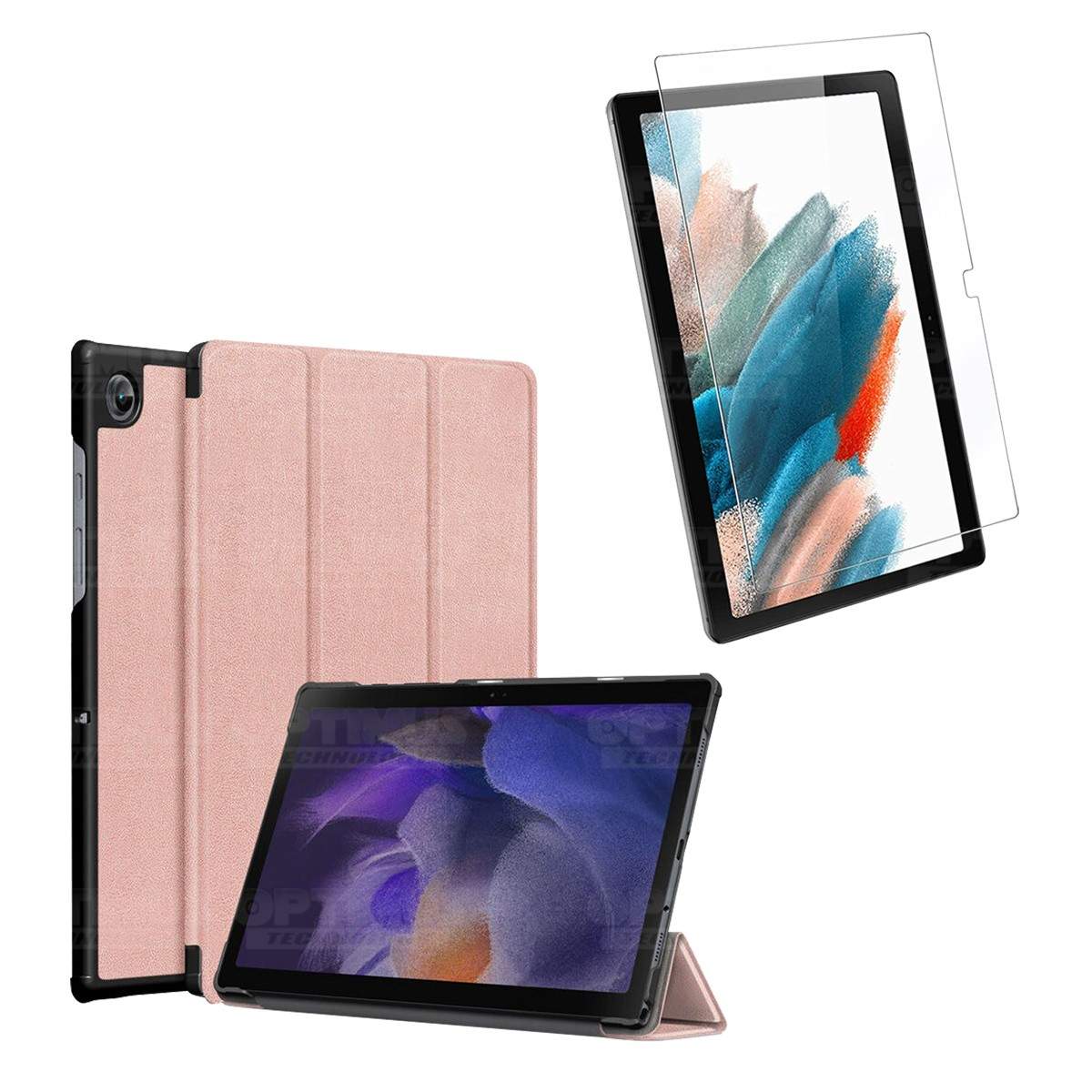 Kit Vidrio Cristal Templado Y Estuche Case Protector para Tablet Samsung Galaxy Tab A8 10.5 2021 SM-x200, SM-x205 OPTIMUS TECHNO