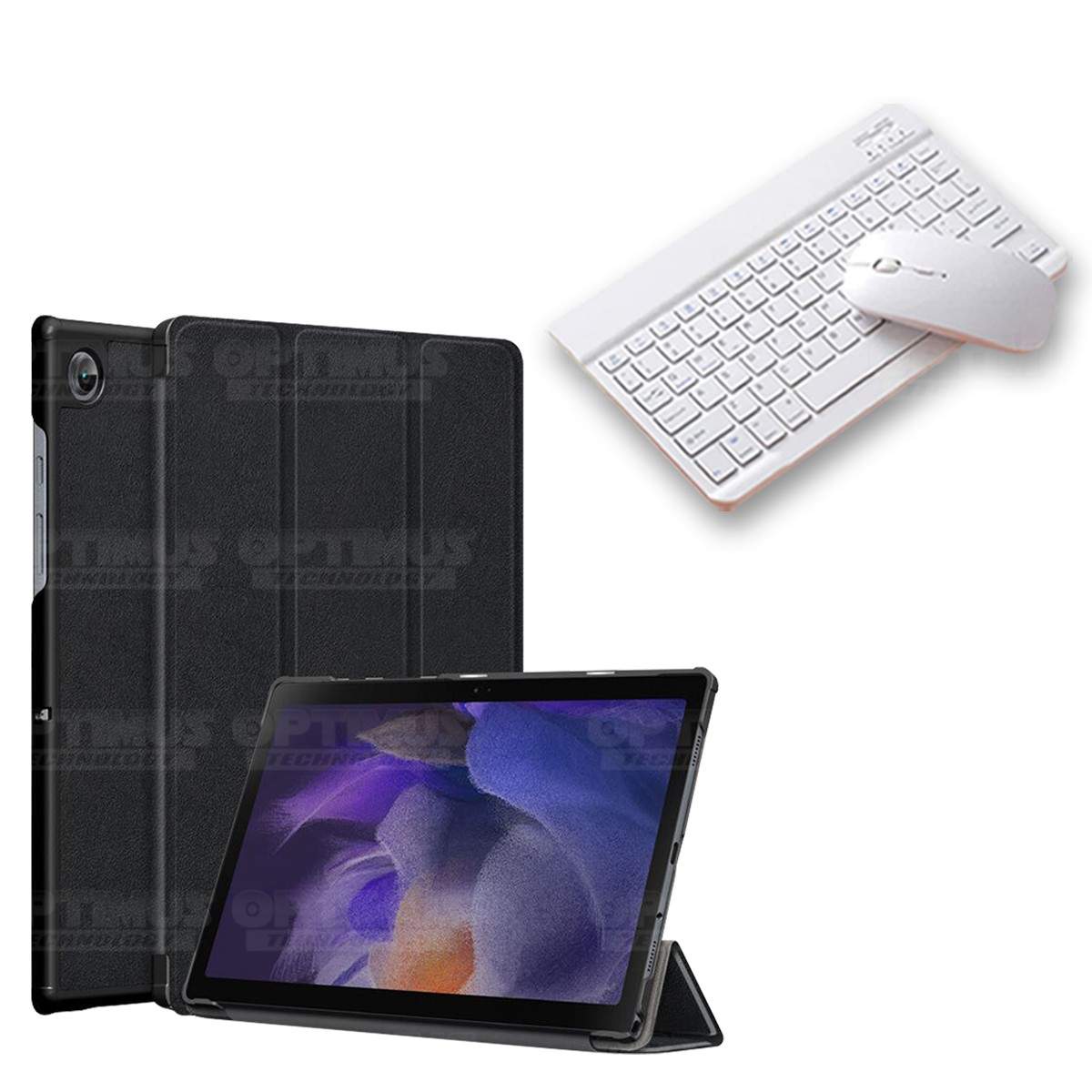 Kit Case Forro Protector + Teclado y Mouse Ratón Bluetooth para Tablet Samsung Galaxy Tab A8 10.5 2021 SM-x200, SM-x205 OPTIMUS