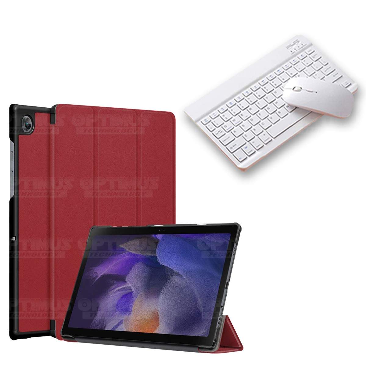 Kit Case Forro Protector + Teclado y Mouse Ratón Bluetooth para Tablet Samsung Galaxy Tab A8 10.5 2021 SM-x200, SM-x205 OPTIMUS