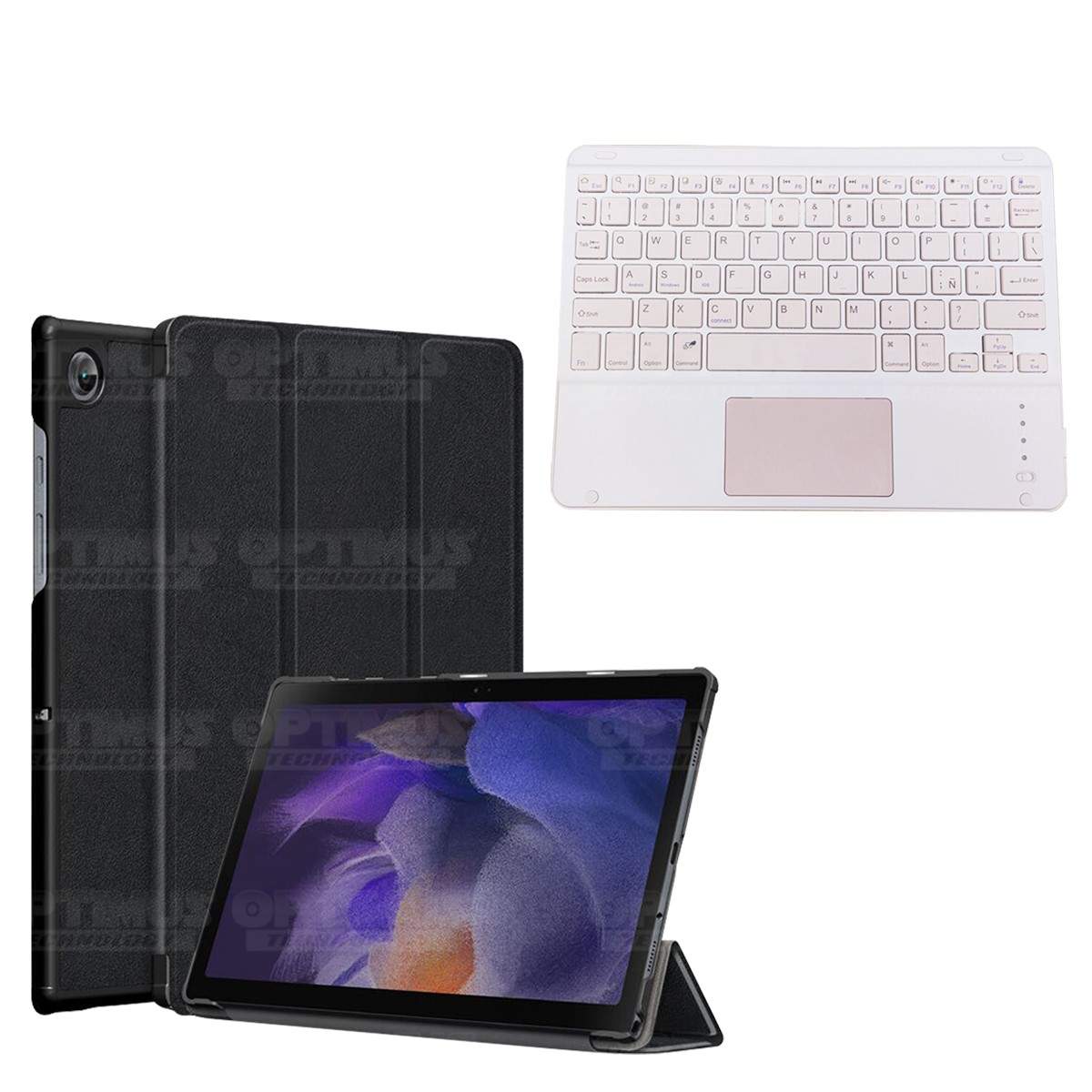 Kit Case Folio Protector + Teclado Mouse Touchpad Bluetooth para Tablet Samsung Galaxy Tab A8 10.5 2021 SM-x200, SM-x205 OPTIMUS