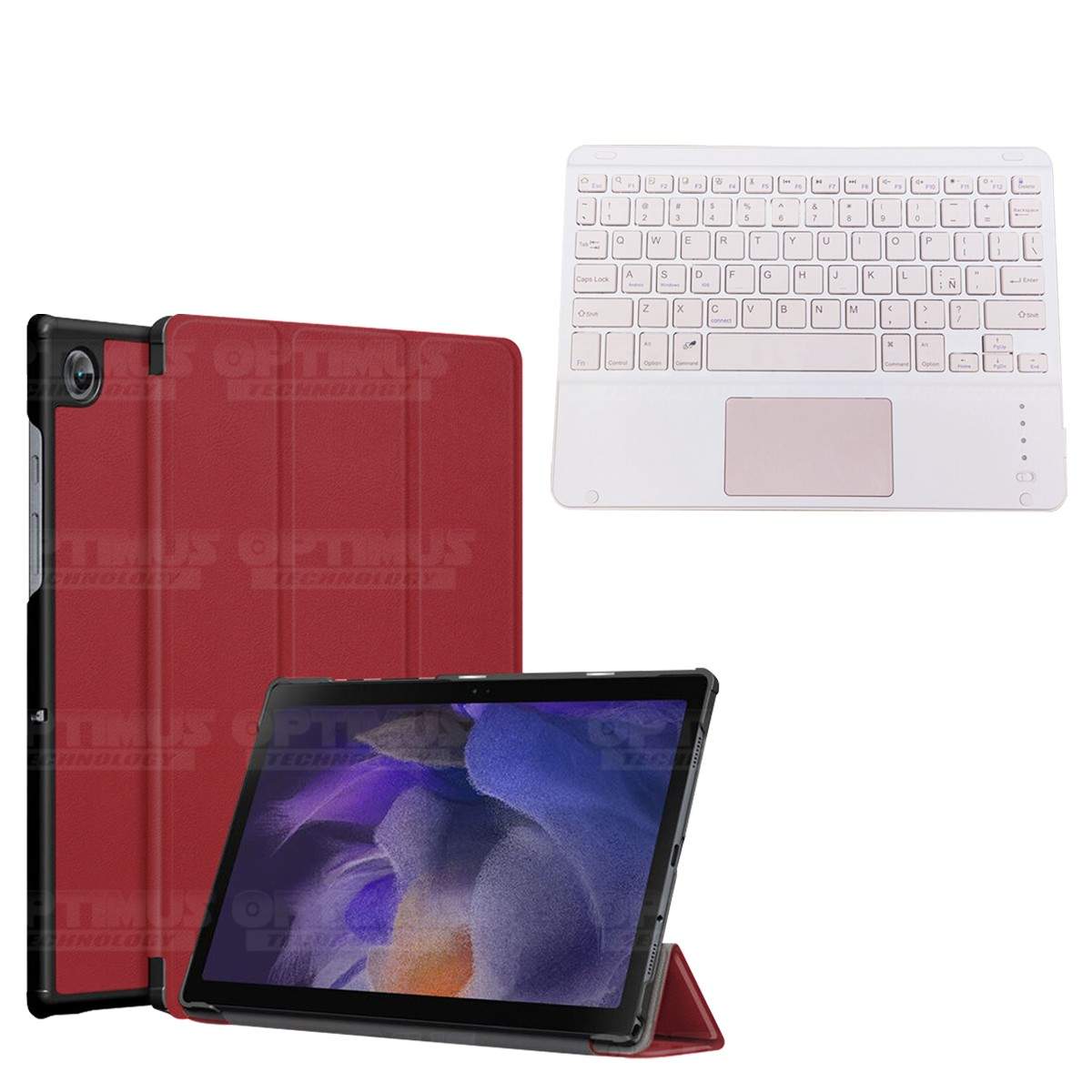Kit Case Folio Protector + Teclado Mouse Touchpad Bluetooth para Tablet Samsung Galaxy Tab A8 10.5 2021 SM-x200, SM-x205 OPTIMUS