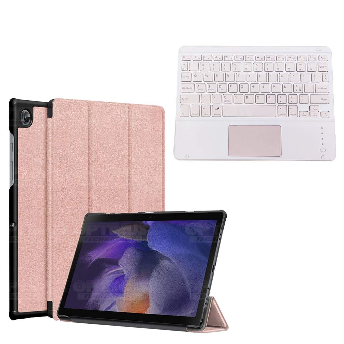 Kit Case Folio Protector + Teclado Mouse Touchpad Bluetooth para Tablet Samsung Galaxy Tab A8 10.5 2021 SM-x200, SM-x205 OPTIMUS