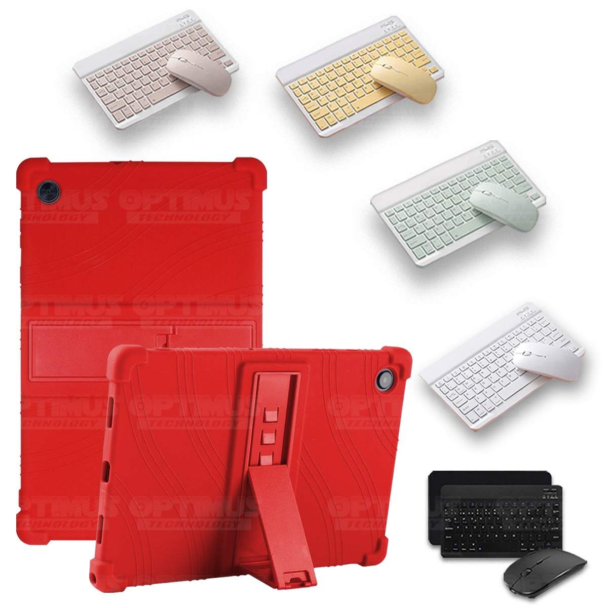 Kit Case Forro Protector Antigolpes + Teclado y Mouse Bluetooth Tablet Samsung Galaxy Tab A8 10.5 2021 SM-x200, SM-x205 OPTIMUS