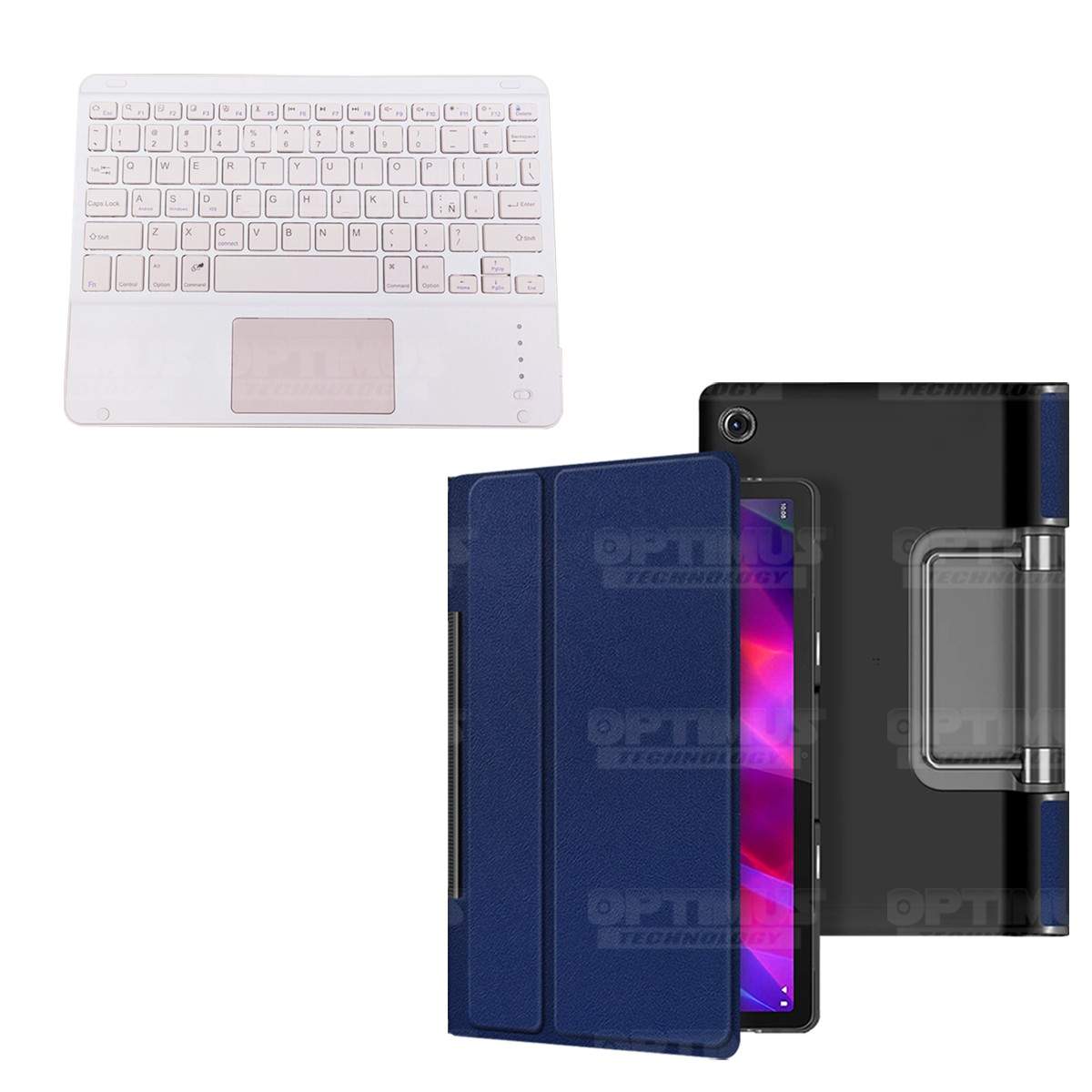 Kit Case Folio Protector + Teclado Mouse Touchpad Bluetooth para Tablet Lenovo Yoga Tab 11 2021 YT-J706F OPTIMUS TECHNOLOGY™ - 1