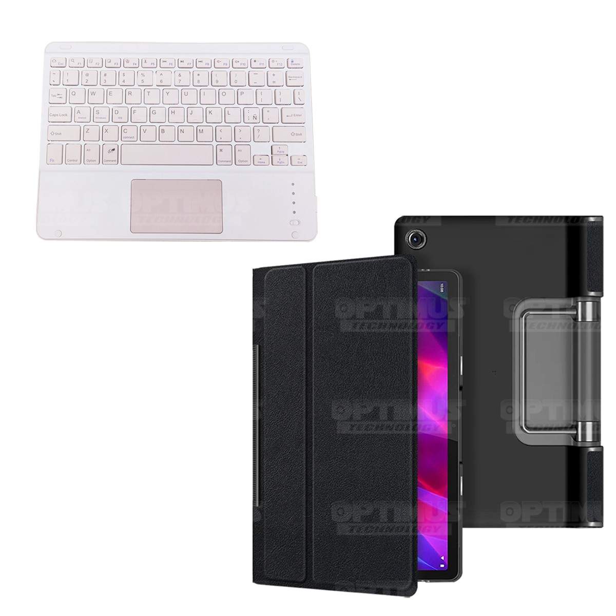 Kit Case Folio Protector + Teclado Mouse Touchpad Bluetooth para Tablet Lenovo Yoga Tab 11 2021 YT-J706F OPTIMUS TECHNOLOGY™ - 6