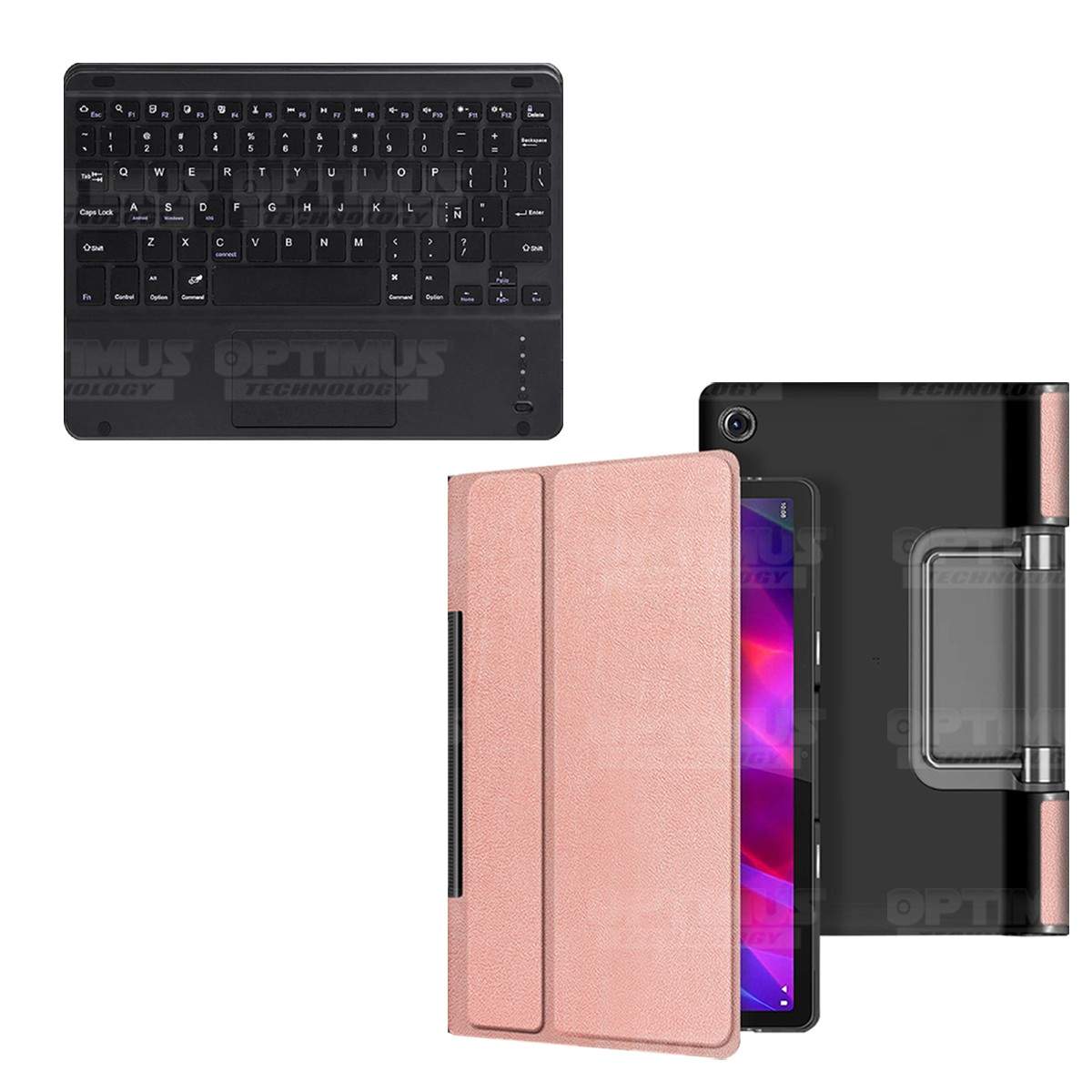 Kit Case Folio Protector + Teclado Mouse Touchpad Bluetooth para Tablet Lenovo Yoga Tab 11 2021 YT-J706F OPTIMUS TECHNOLOGY™ - 8