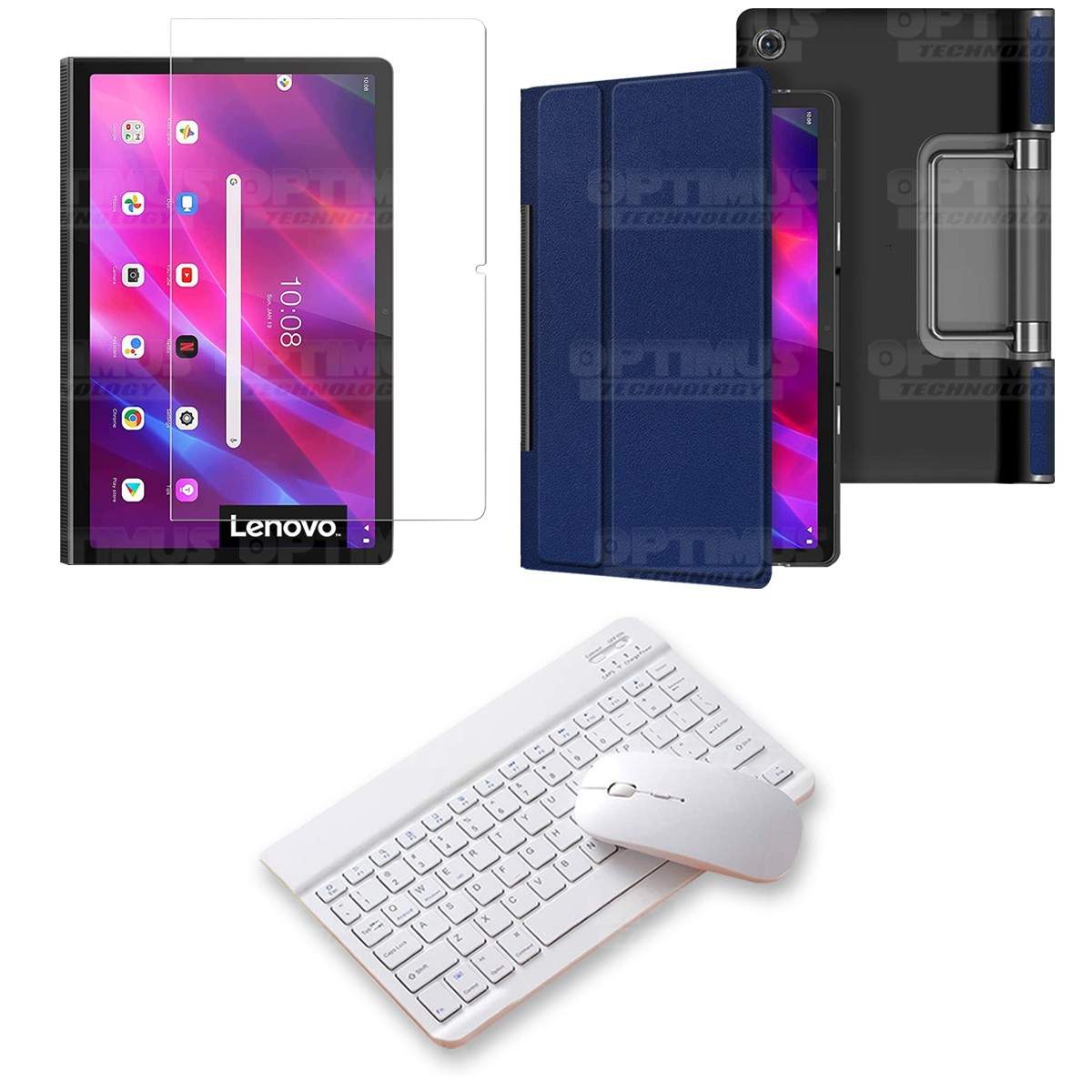 Kit Vidrio templado + Case Protector + Teclado y Mouse Bluetooth Tablet Lenovo Yoga Tab 11 2021 YT-J706F OPTIMUS TECHNOLOGY™ - 1
