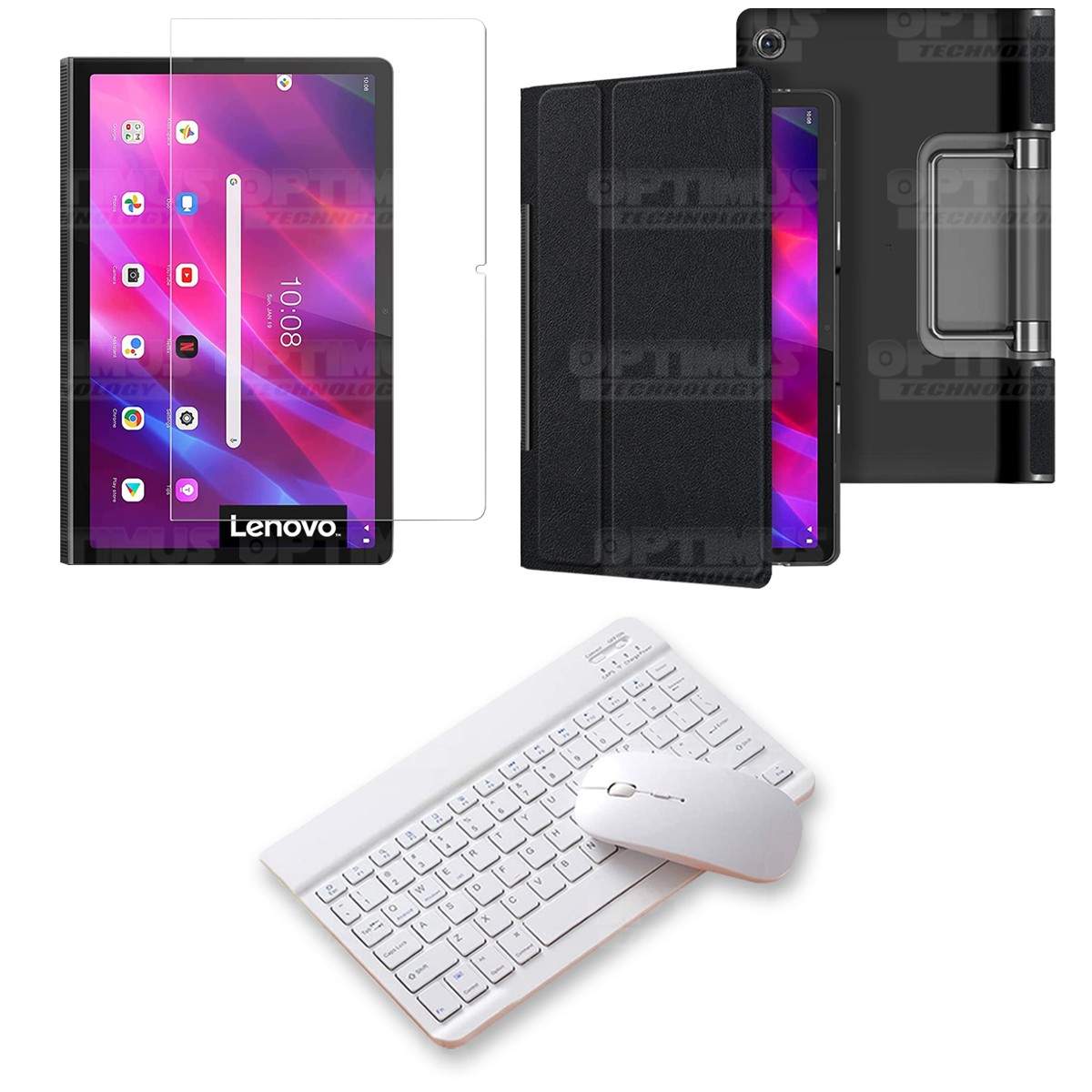 Kit Vidrio templado + Case Protector + Teclado y Mouse Bluetooth Tablet Lenovo Yoga Tab 11 2021 YT-J706F OPTIMUS TECHNOLOGY™ - 1
